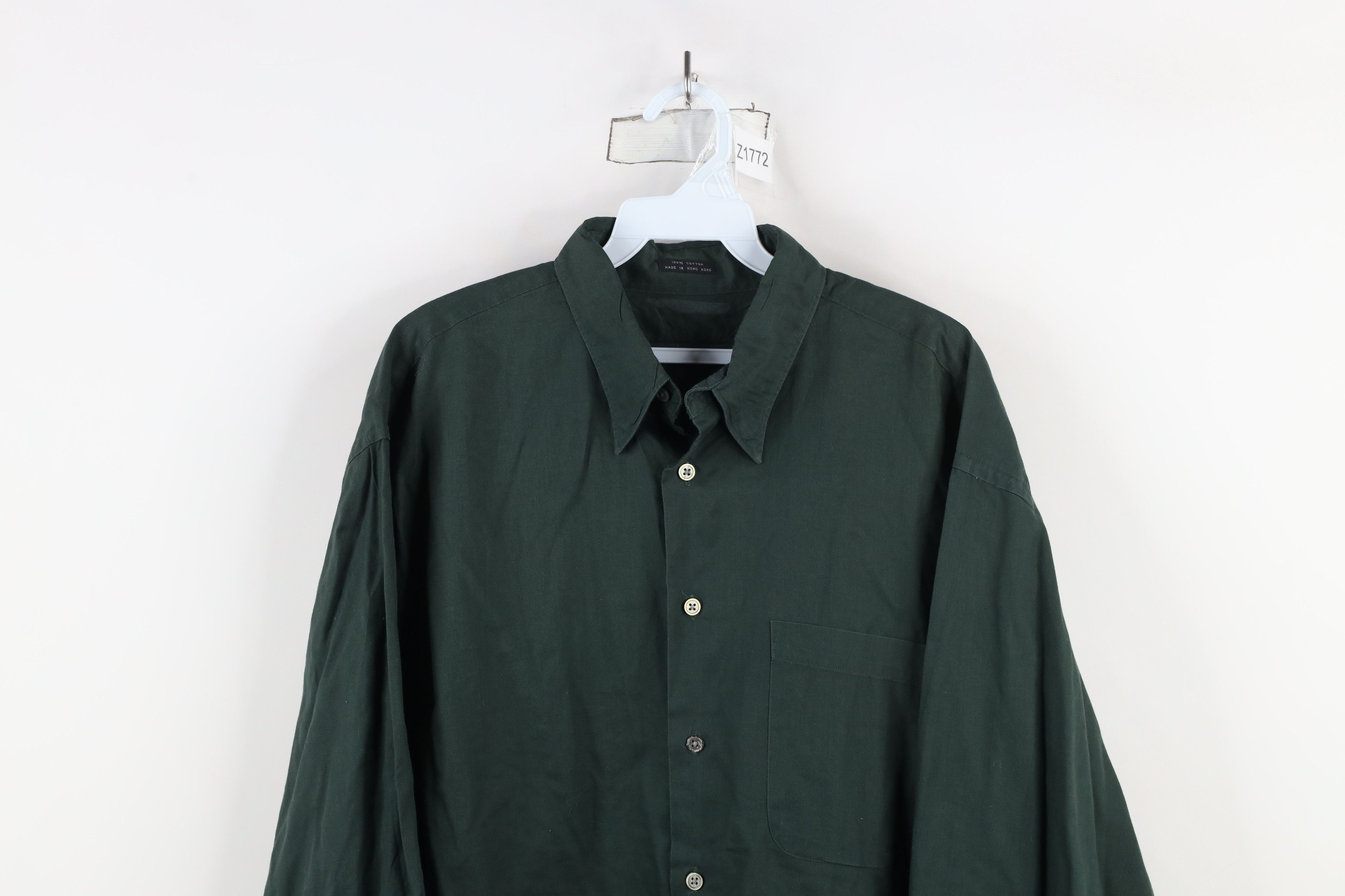 Vintage Vintage 90s Streetwear Baggy Fit Collared Button Shirt Green Size US L / EU 52-54 / 3 - 2 Thumbnail