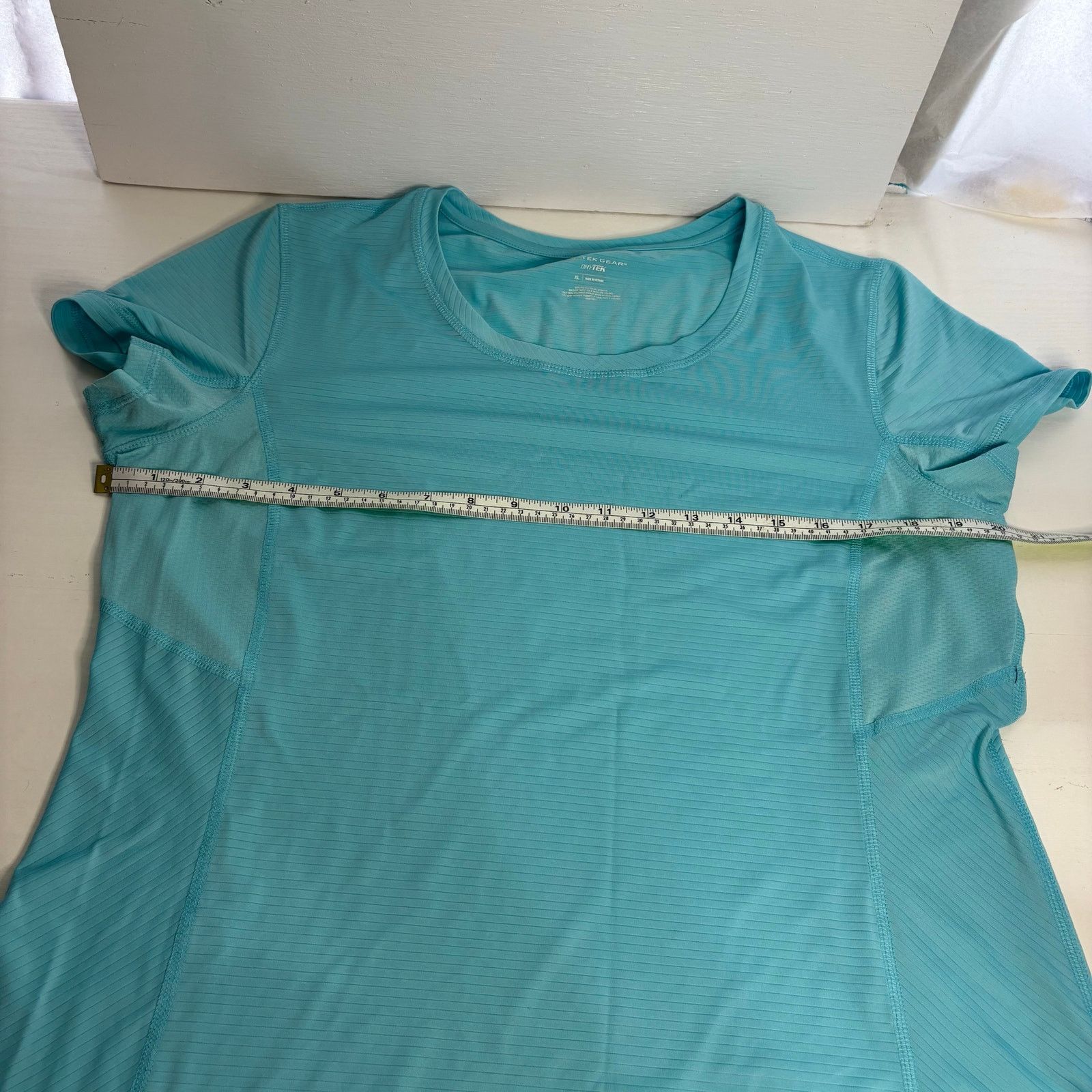 Tek Gear Tek Gear DryTek Light Blue Shadow Stripe Athletic Tee XL Size XL / US 12-14 / IT 48-50 - 3 Thumbnail