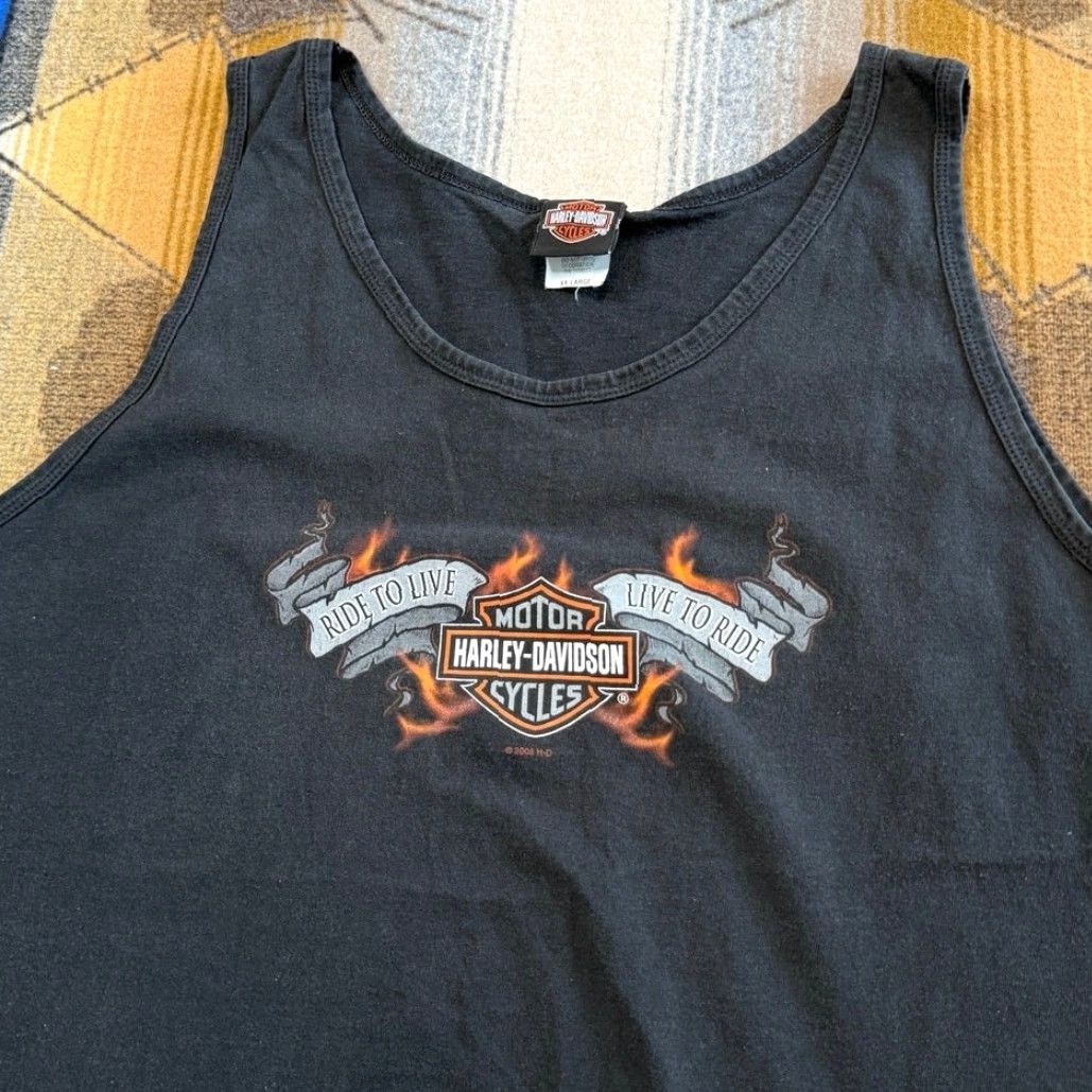 Harley Davidson VINTAGE Harley Davidson Tank Top T-Shirt 2XL Men Black Sleeveless Biker Flames 90s Y2K Size US XXL / EU 58 / 5 - 5 Thumbnail