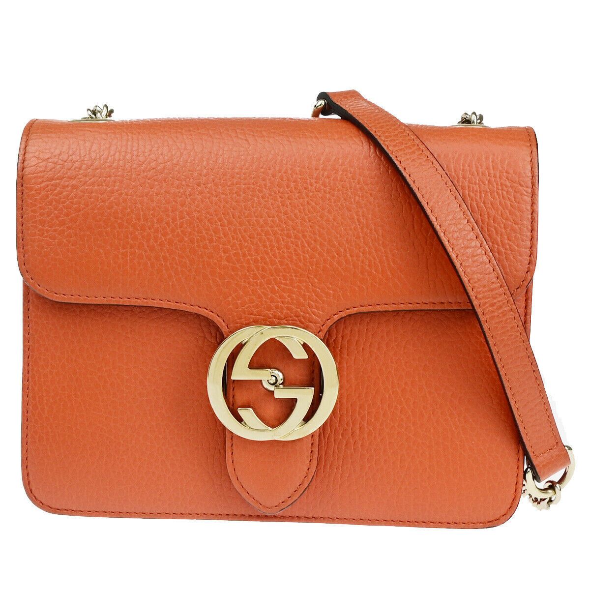 Gucci Interlocking Orange Leather Shoulder Bag (Pre-Owned) Size ONE SIZE - 1 Thumbnail
