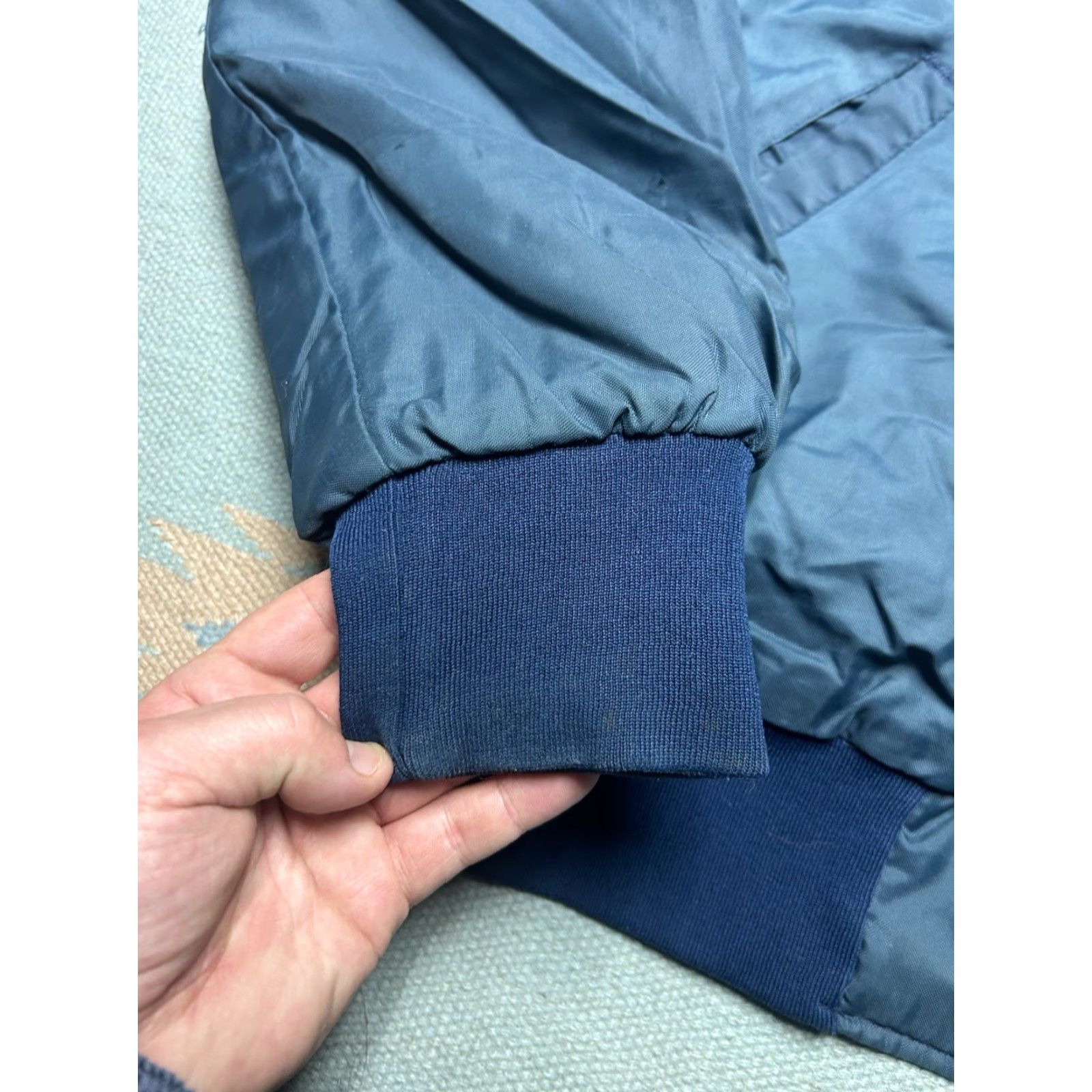 Holloway VINTAGE Holloway Bomber Jacket 80s Nylon Blue Quilted XL Mens Jacket Size US XL / EU 56 / 4 - 5 Thumbnail