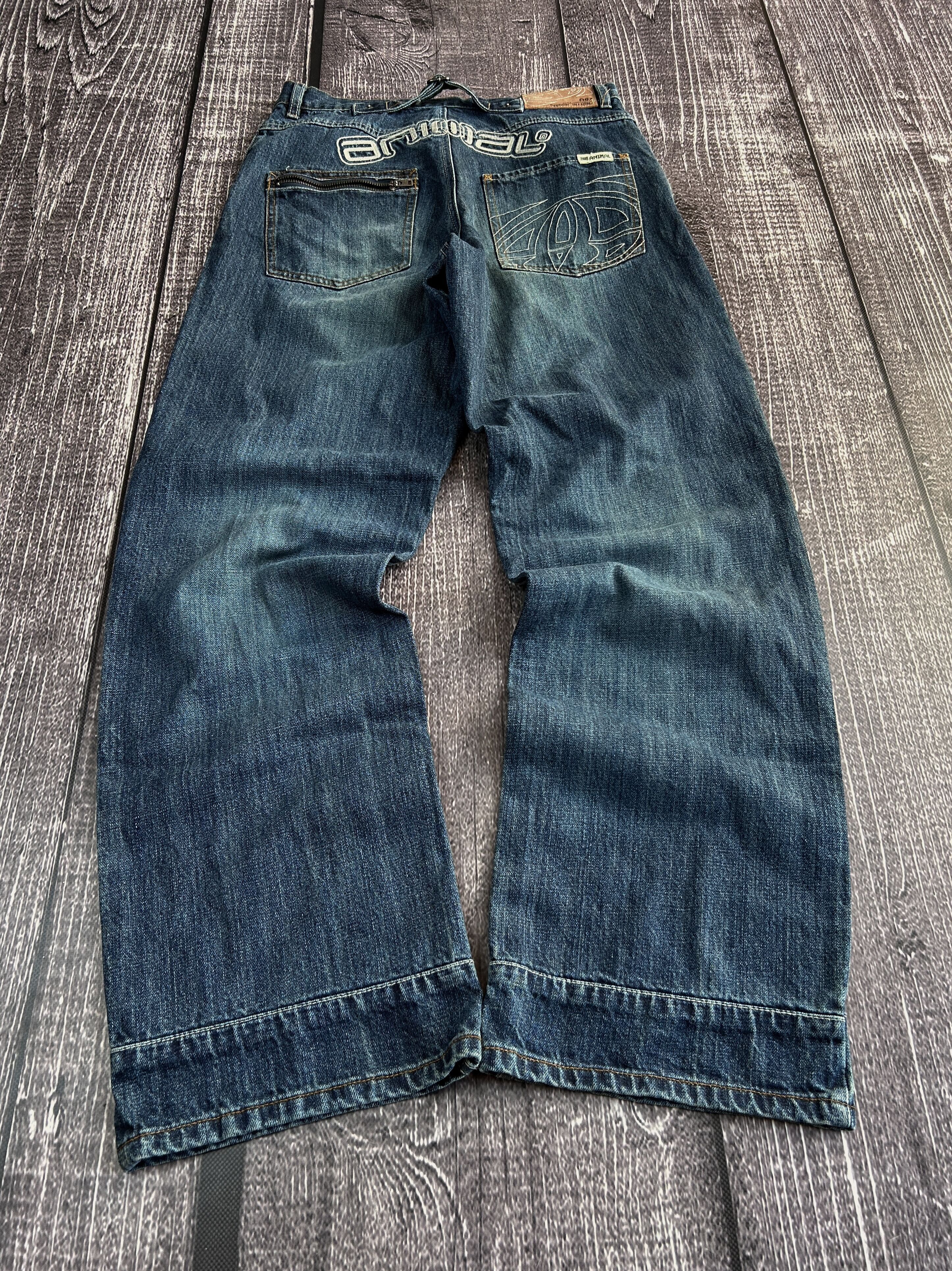 Vintage Y2K Animal Denim Jeans Wide Leg Vintage Logo Back Streetwear Size US 30 / EU 46 - 1 Thumbnail