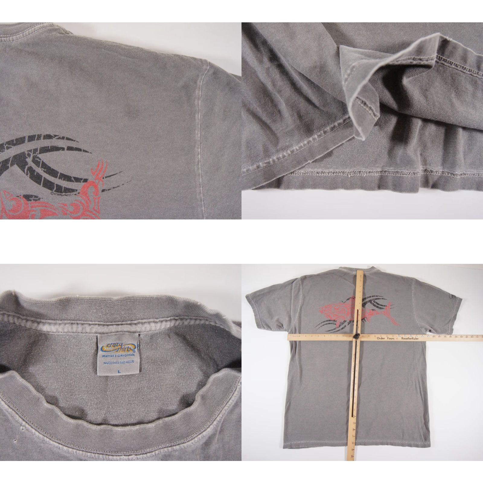 Vintage VINTAGE Crazy Shirts Hawaiian T-Shirt Men Large Gray Short Sleeve Maui Tribal Fish Logo Size US L / EU 52-54 / 3 - 8 Thumbnail