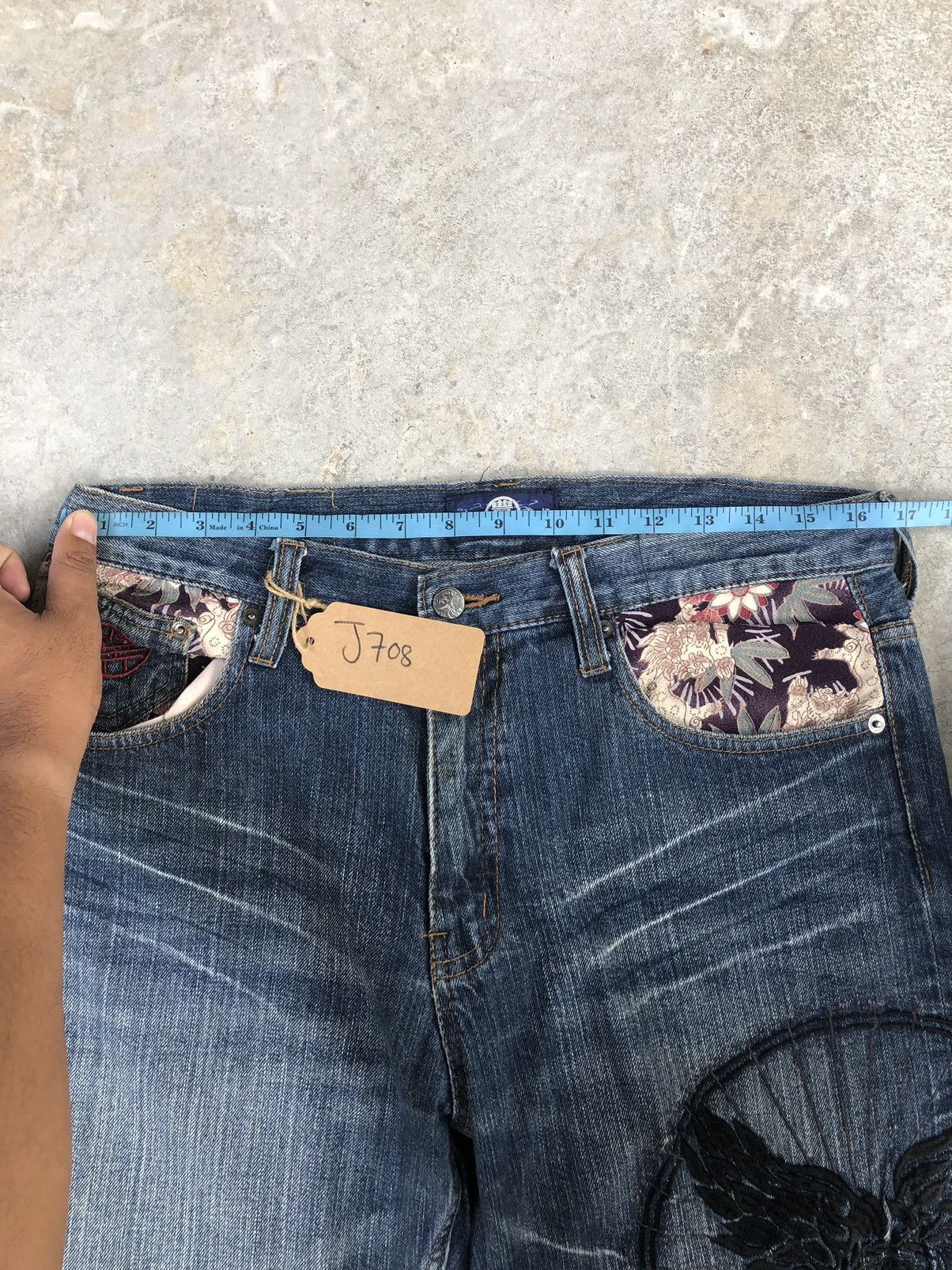 Japanese Brand Japanese Buden Embroidered Jeans Distressed Jeans Size US 33 - 19 Thumbnail