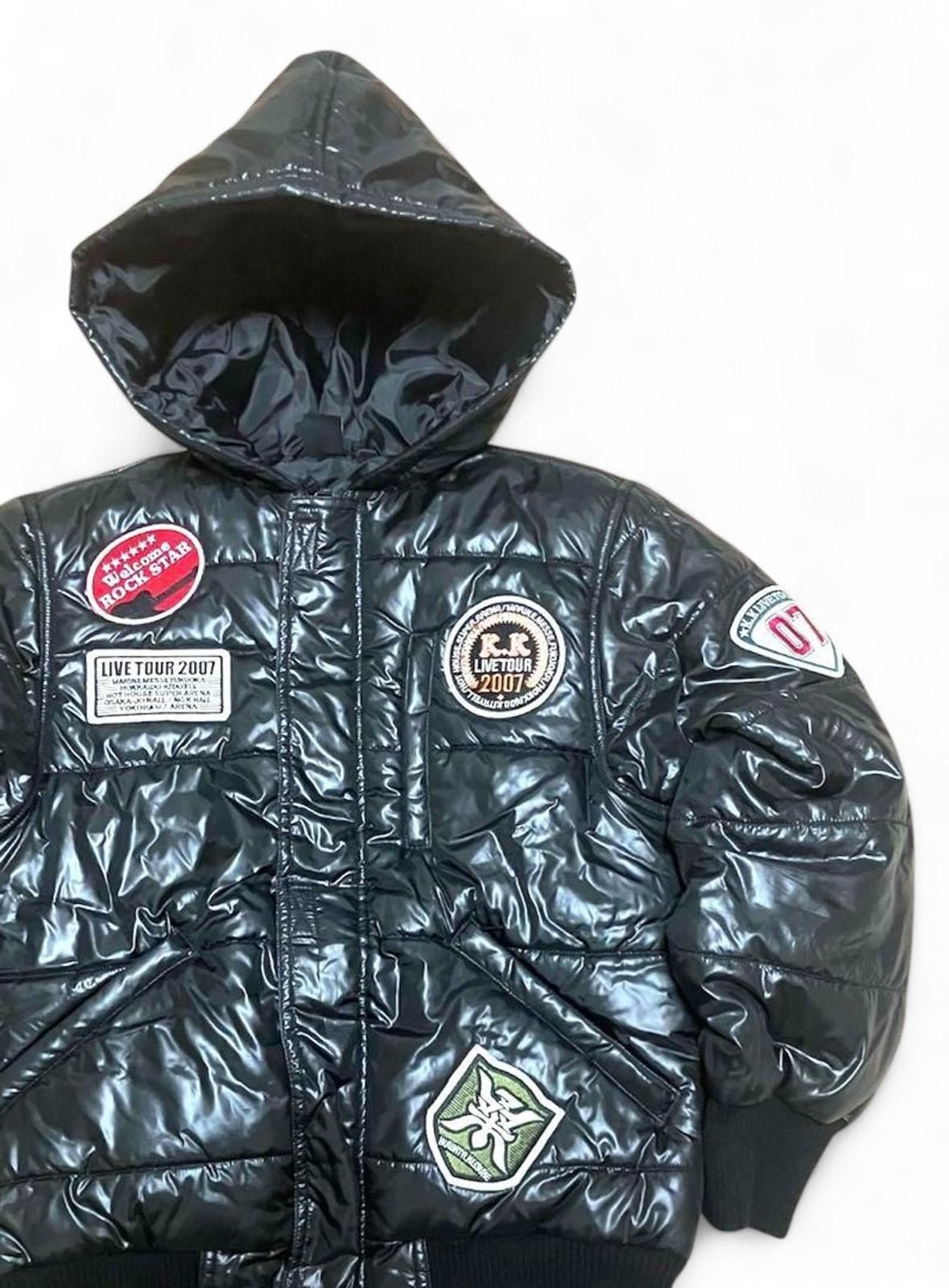 Unknown London Kuwa - Black Hooded Puffer Jacket Patches Size US M / EU 48-50 / 2 - 3 Thumbnail