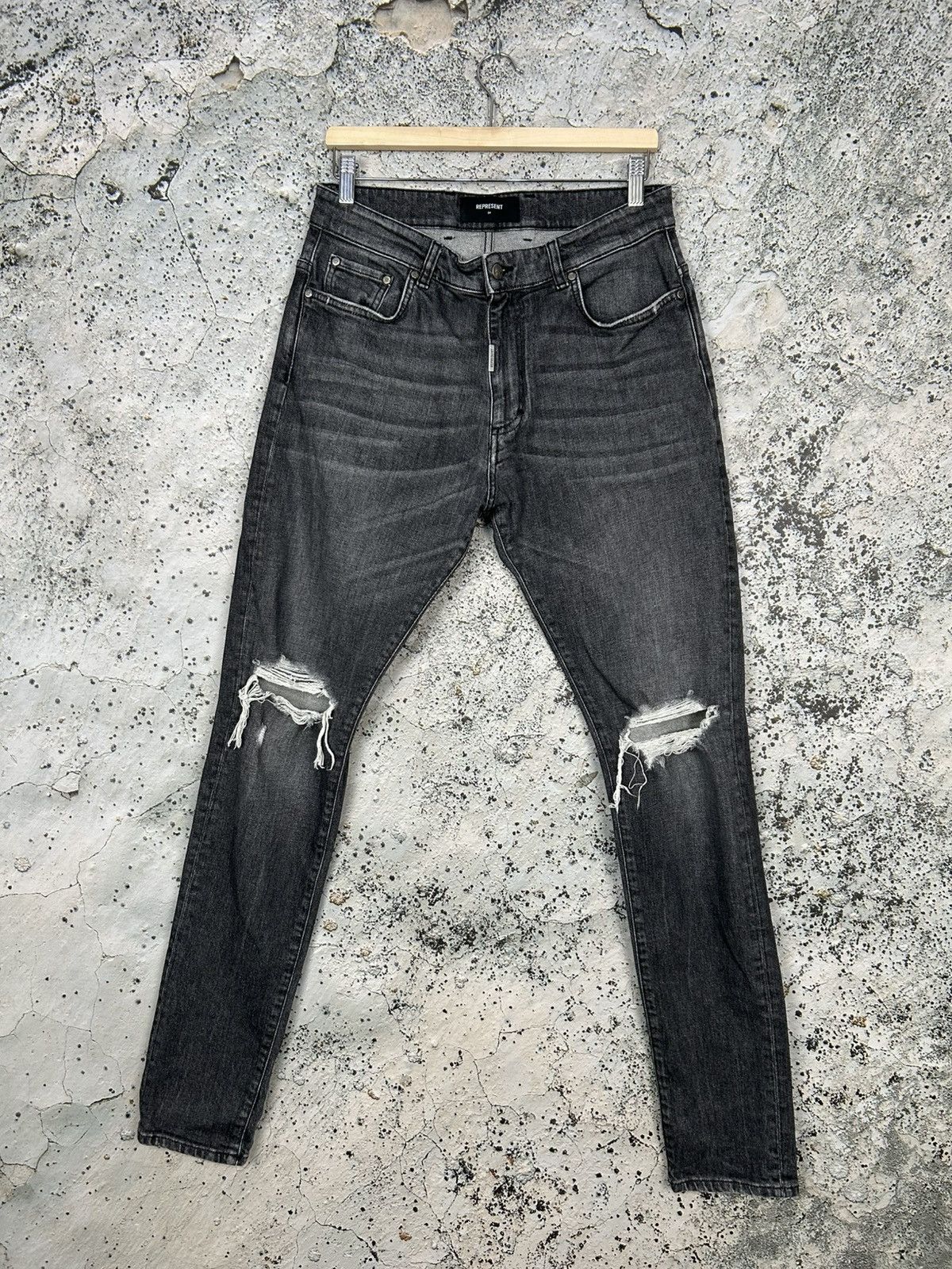 Represent Clo. Represent Washed Black Skinny Jeans Denim Streetwear Rock Size US 34 / EU 50 - 1 Thumbnail