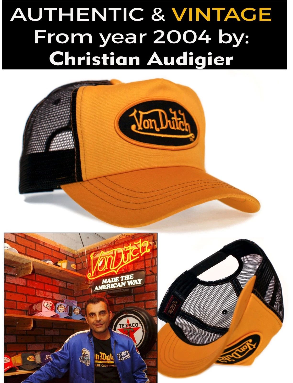 Other Authentic Vintage Von Dutch Originals Gold Twill Chris Cap Size ONE SIZE - 1 Thumbnail