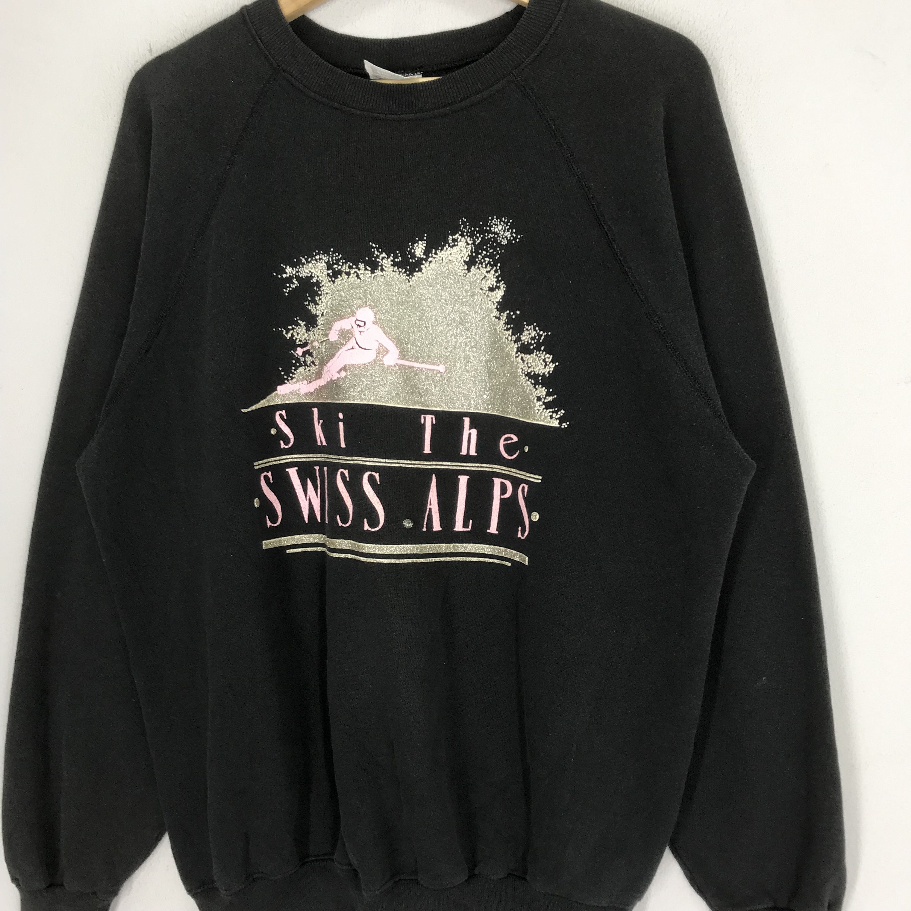 Vintage Vintage 90s Ski The Swiss Alps Sweatshirt Size US XL / EU 56 / 4 - 3 Thumbnail