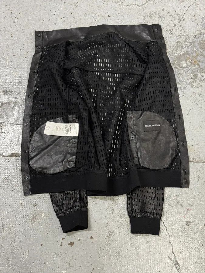 Emporio Armani AW2013 Emporio Armani Perforated Black Leather Bomber Jacket Size US M / EU 48-50 / 2 - 7 Thumbnail