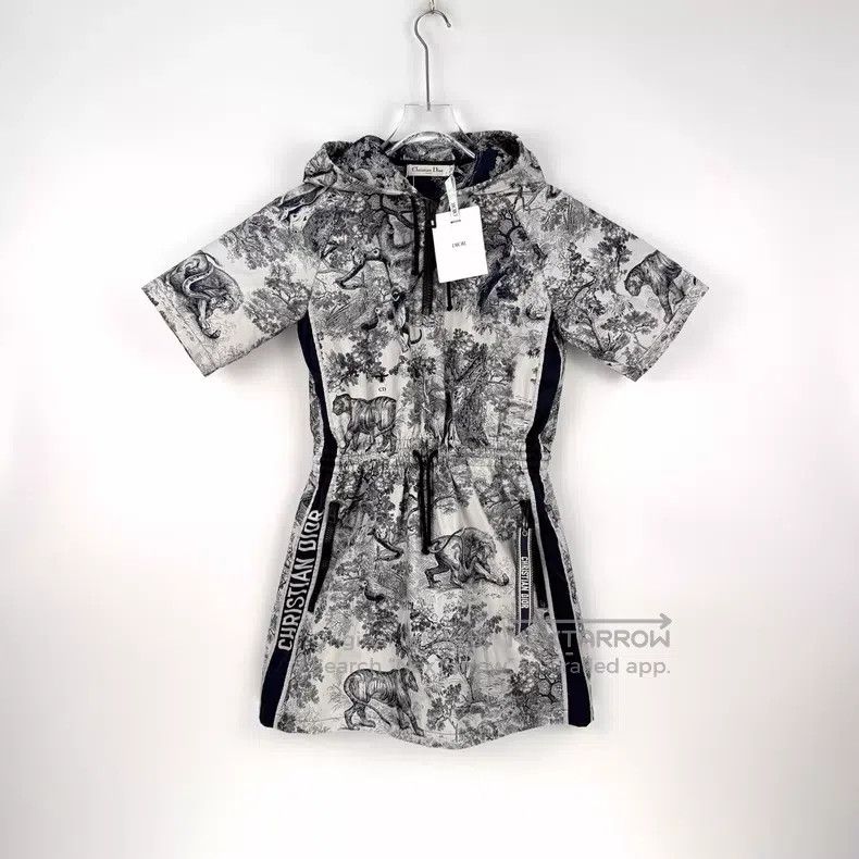 Dior Dior Dark blue and white zoo nylon short-sleeved hooded dr Size XS / US 0-2 / IT 36-38 - 3 Thumbnail