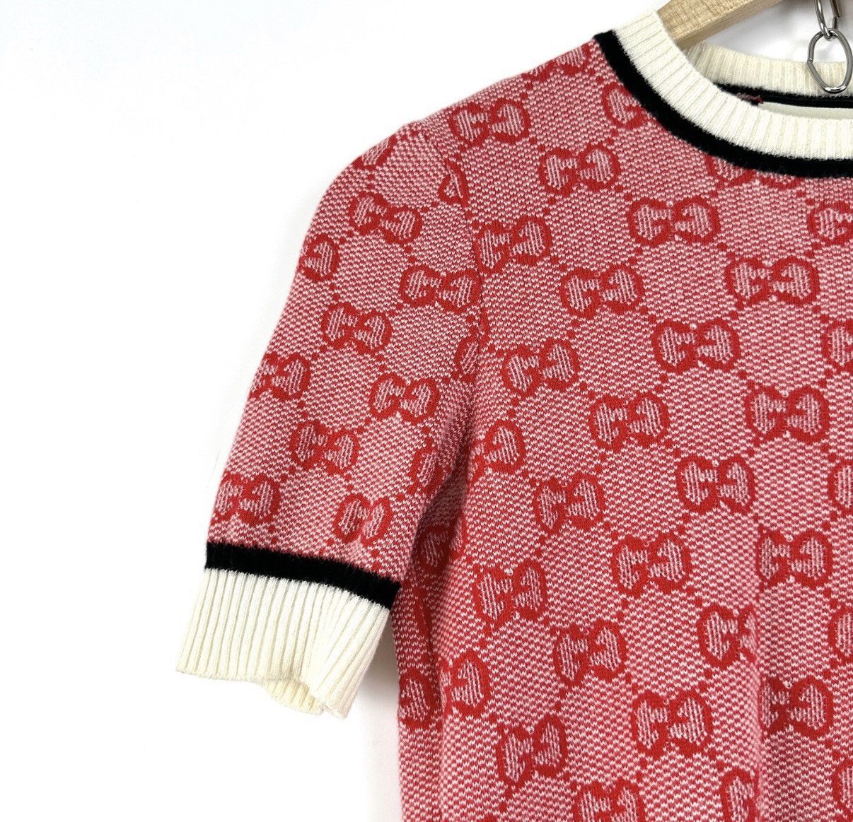 Gucci Gucci Red Double G Logo Knit Short Sleeve K12 Size XS / US 0-2 / IT 36-38 - 5 Thumbnail