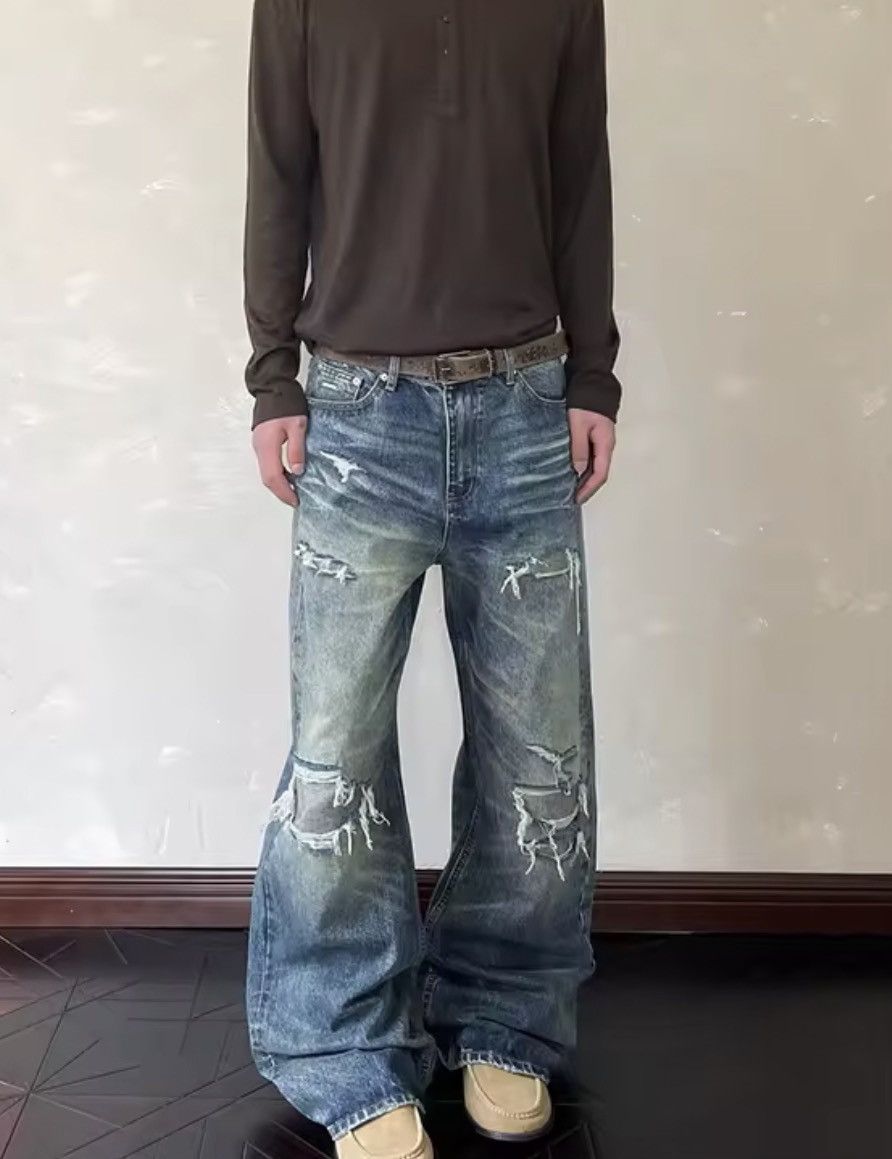 Jean Kamachi x Koike Blue Flare Jeans, Wide Leg Jeans Size US 27 - 4 Thumbnail