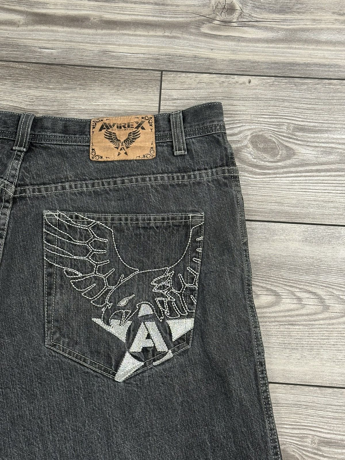 JNCO Vintage Y2K Avirex Baggy Denim Embroidered Eagle Jeans Size US 38 / EU 54 - 3 Thumbnail