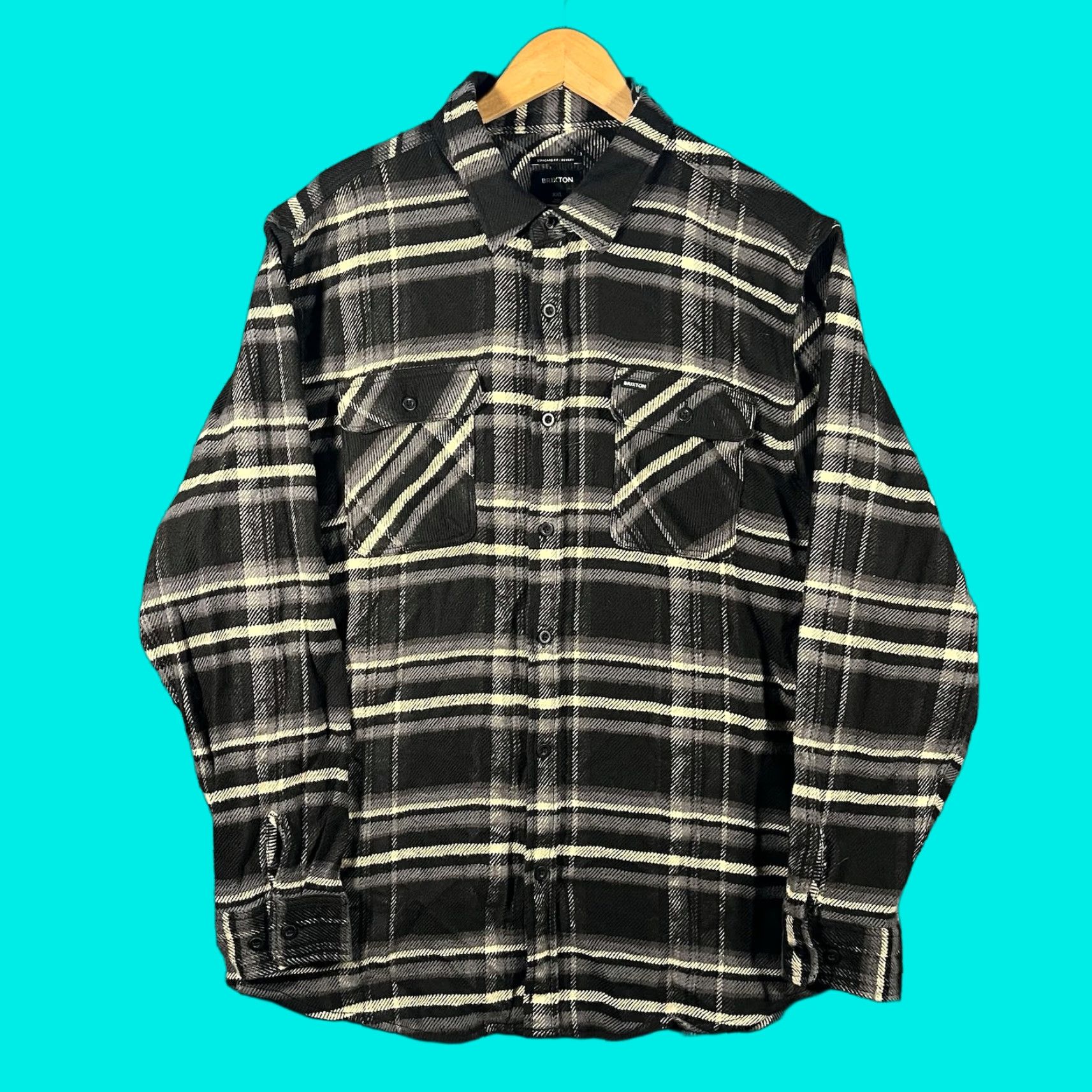 Brixton Brixton Bowery Flannel Mens 2XL Black Tan Cotton Plaid Longsleeve Standard Fit Size US XXL / EU 58 / 5 - 1 Thumbnail