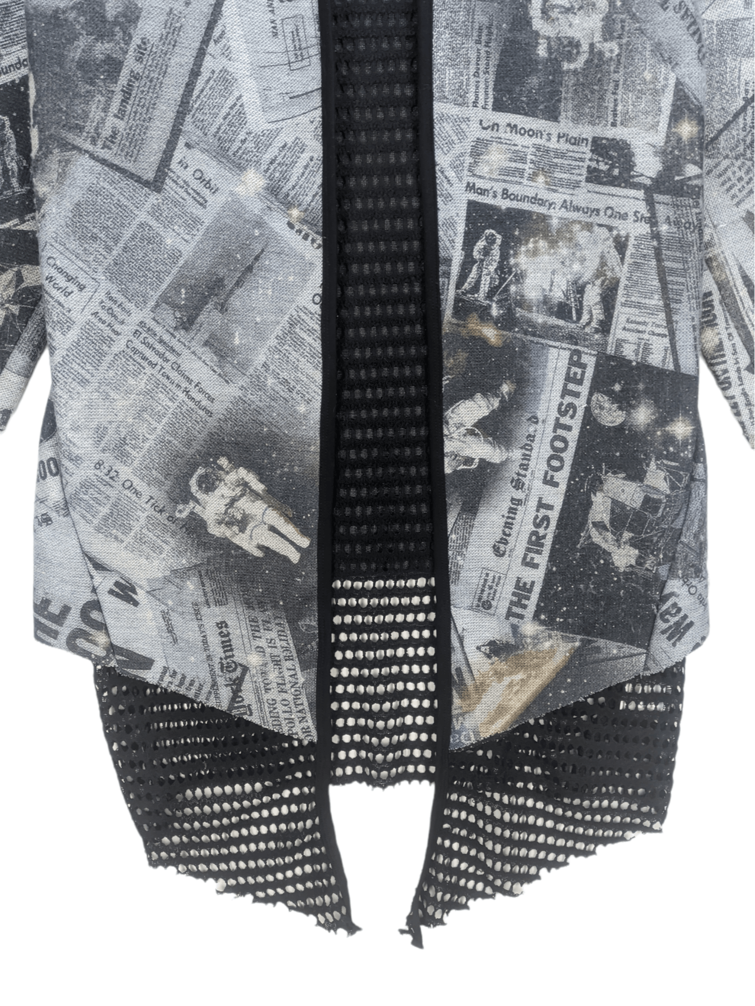 Japanese Brand Steals🔥Cardigan Jacket Fishnet Newspaper Design by Decides Size US M / EU 48-50 / 2 - 9 Thumbnail