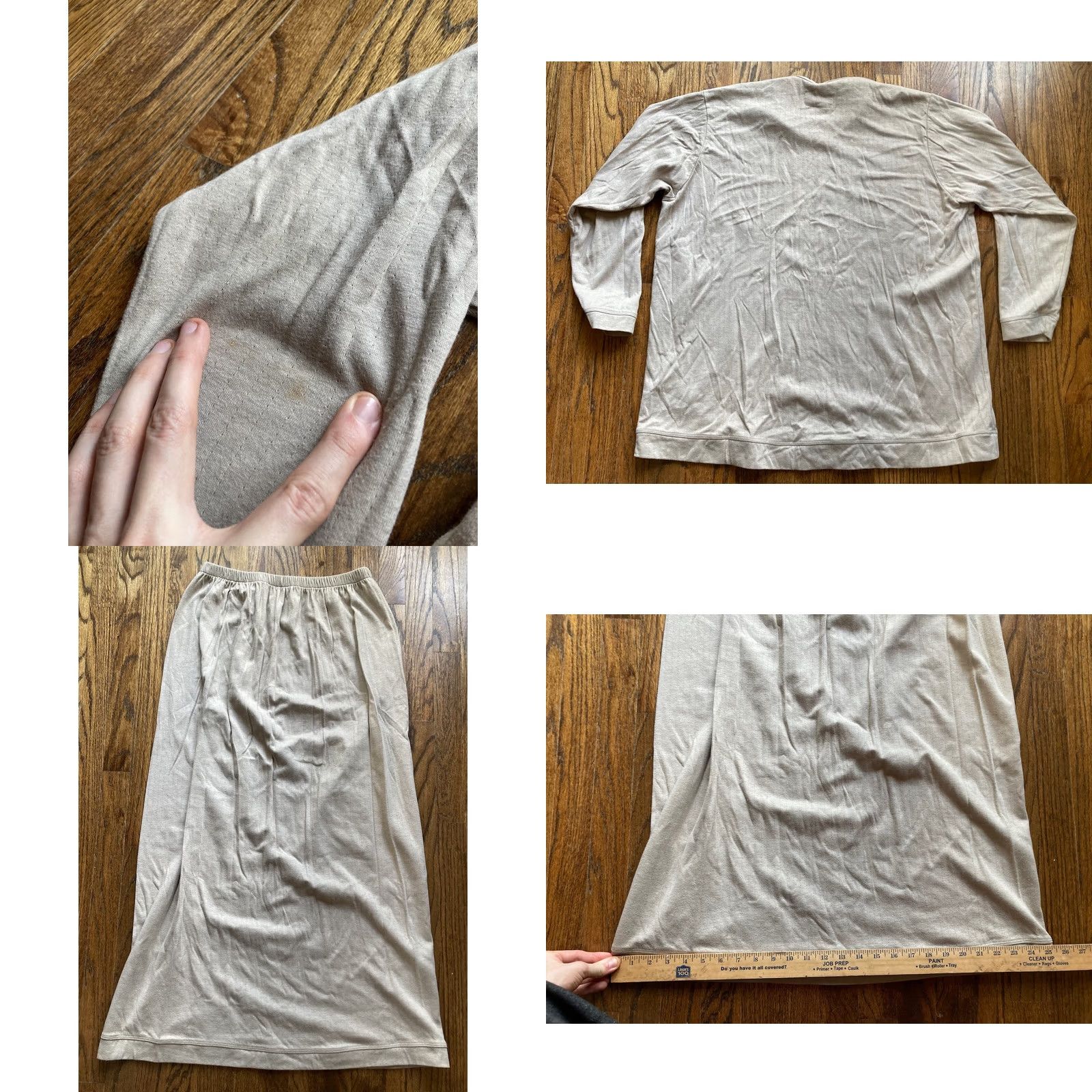 FLAX FLAX 2 Piece Set Womens Large Long Sleeve Top + Skirt Beige Cotton Minimalist Beach Bohemian Classic Size L / US 10 / IT 46 - 8 Thumbnail