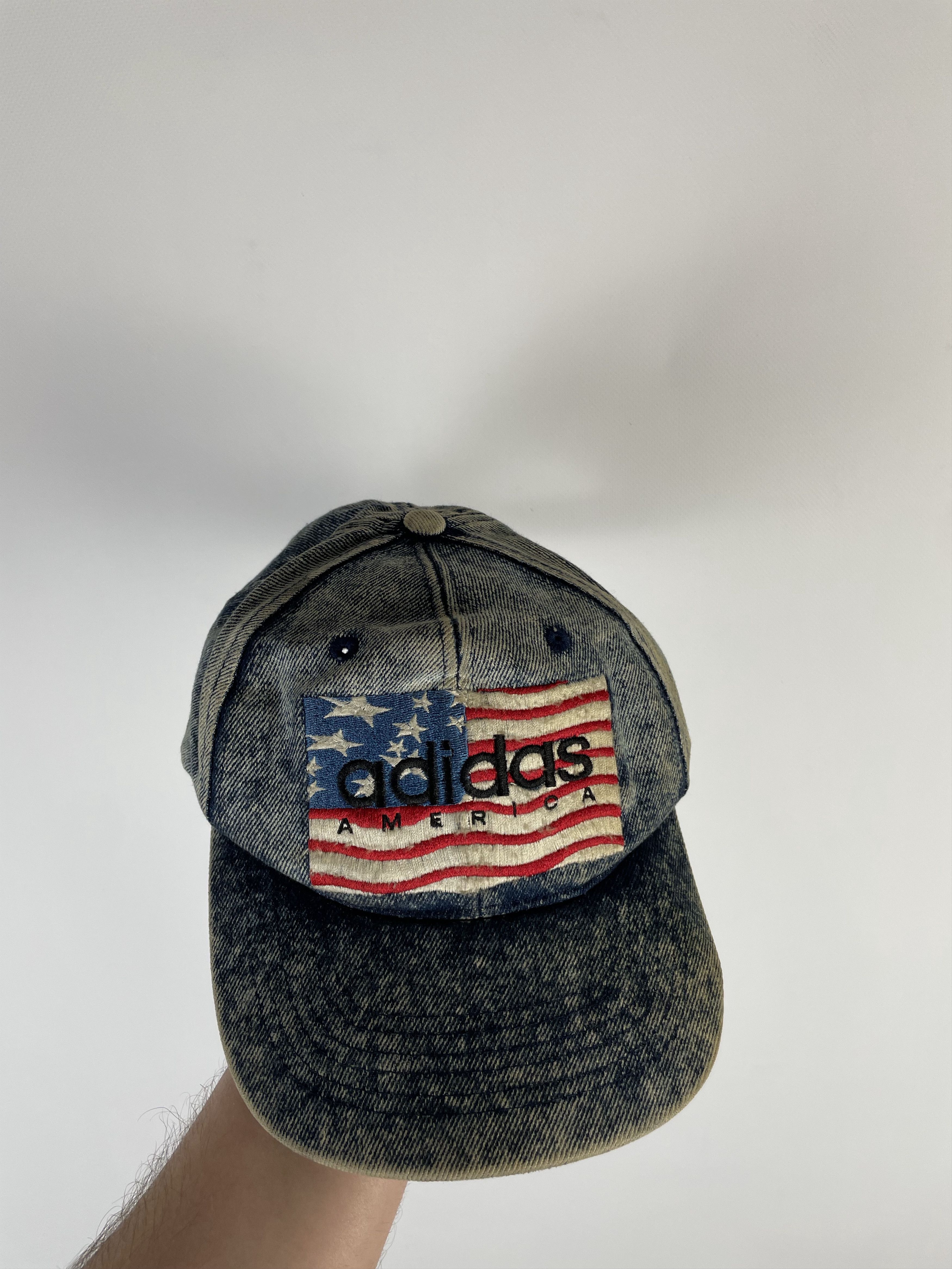 Adidas 90s Adidas Embroidered USA Flag Rare Vintage Denim Cap,Hat Size ONE SIZE - 3 Thumbnail