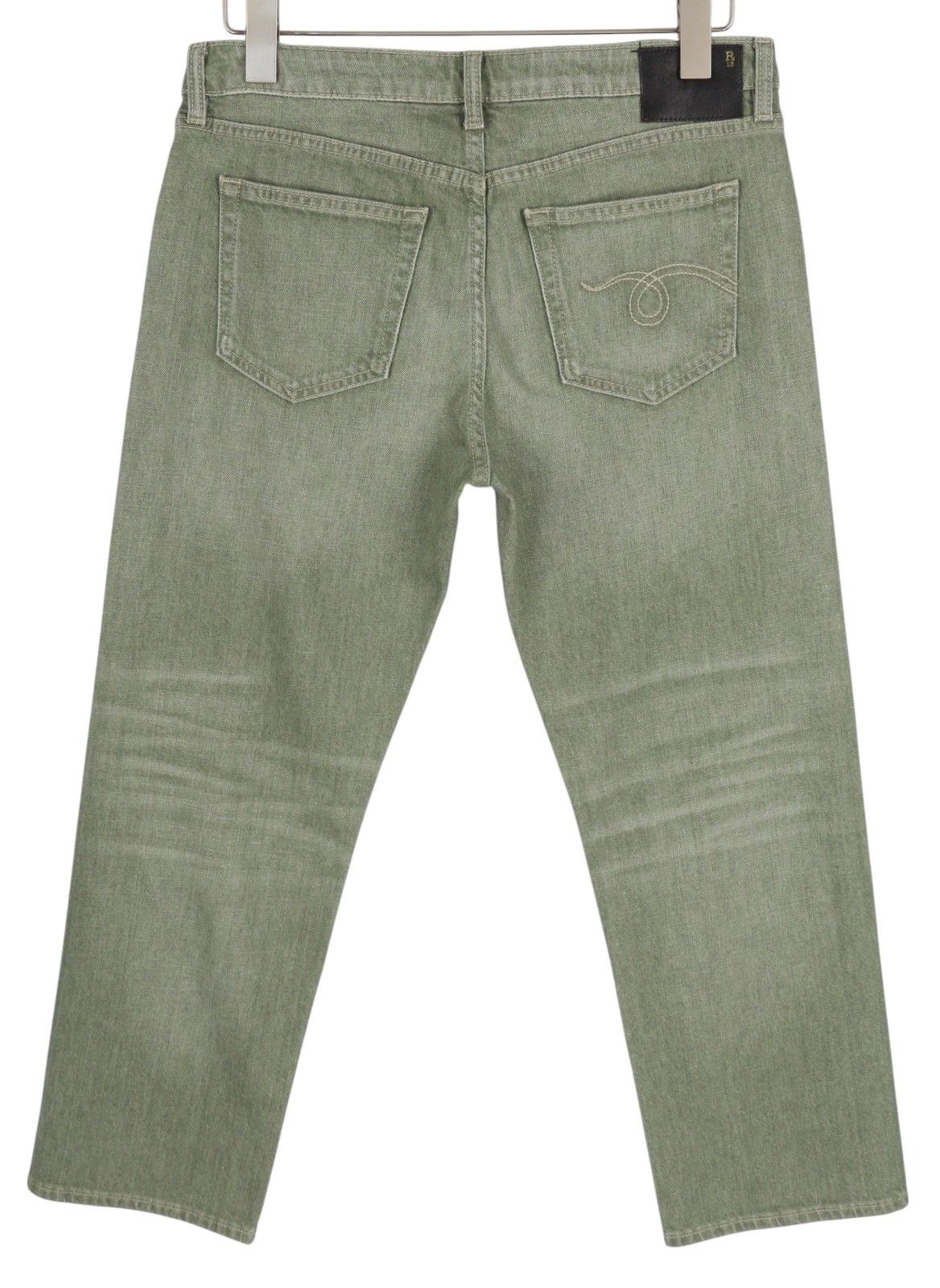 R13 BOY STRAIGHT 30 Cropped Army Green Stretch 84482 Size 30" / US 8 / IT 44 - 3 Thumbnail