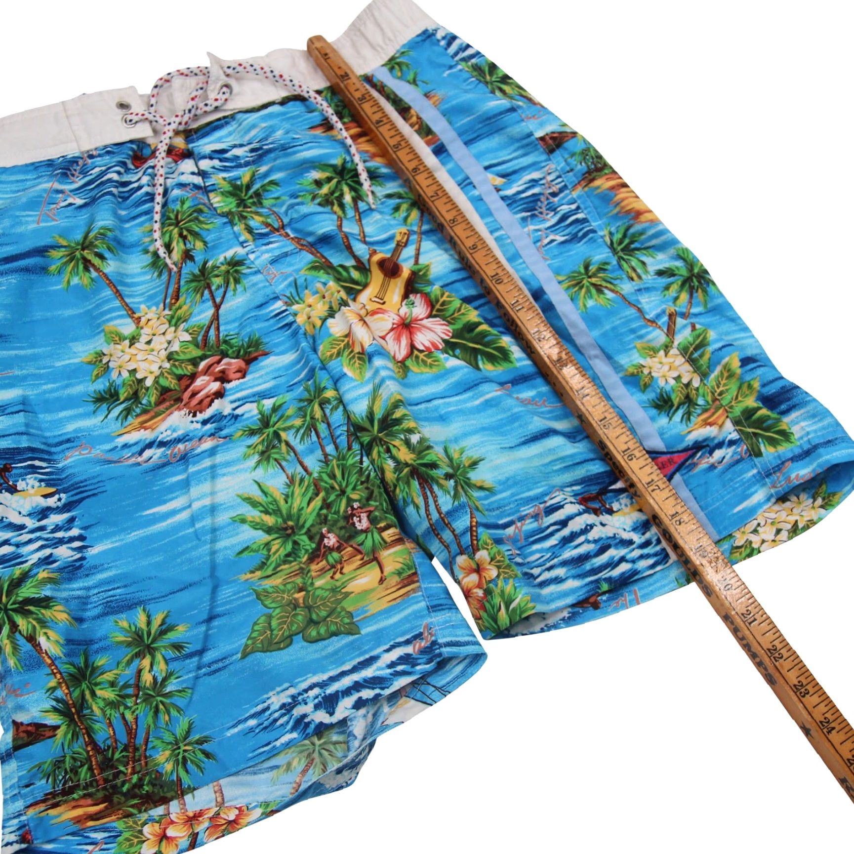 Tommy Hilfiger Tommy Hilfiger Mens Small Allover Tropical Print Swim Trunks Blue Size US 29 - 7 Thumbnail