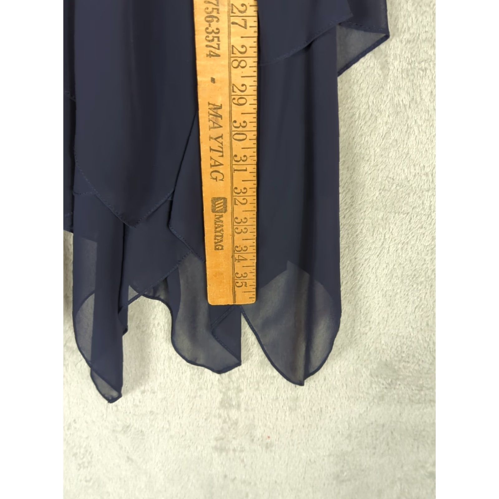 Alex Evenings VINTAGE Alex Evenings Skirt Maxi Midi Chiffon Blue 90s Gothic Grunge Fairy Witchy Hanky Hem Elastic Waist Hand Wash Only Womens M Size 32" / US 10 / IT 46 - 7 Thumbnail
