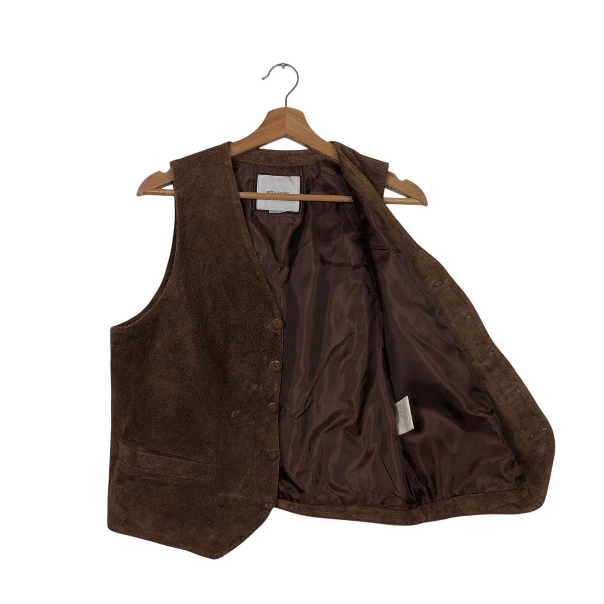 Japanese Brand 📌Vintage Utility Biker Vest Genuine Leather Red Skins Size US M / EU 48-50 / 2 - 12 Thumbnail