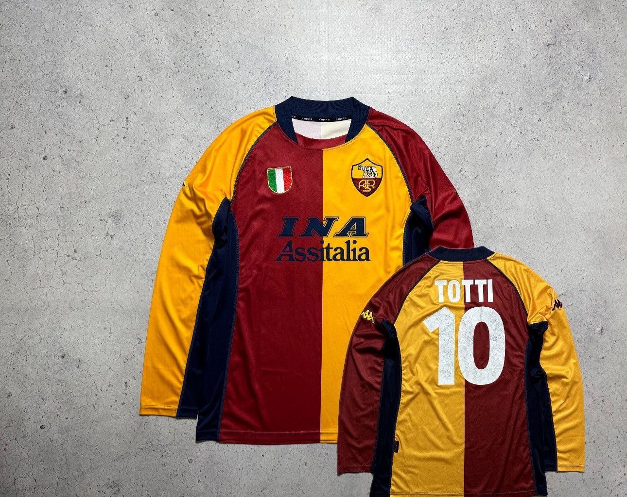 Kappa FC Roma 2001/2002 Totti #10 Vintage Jersey Long Sleeve