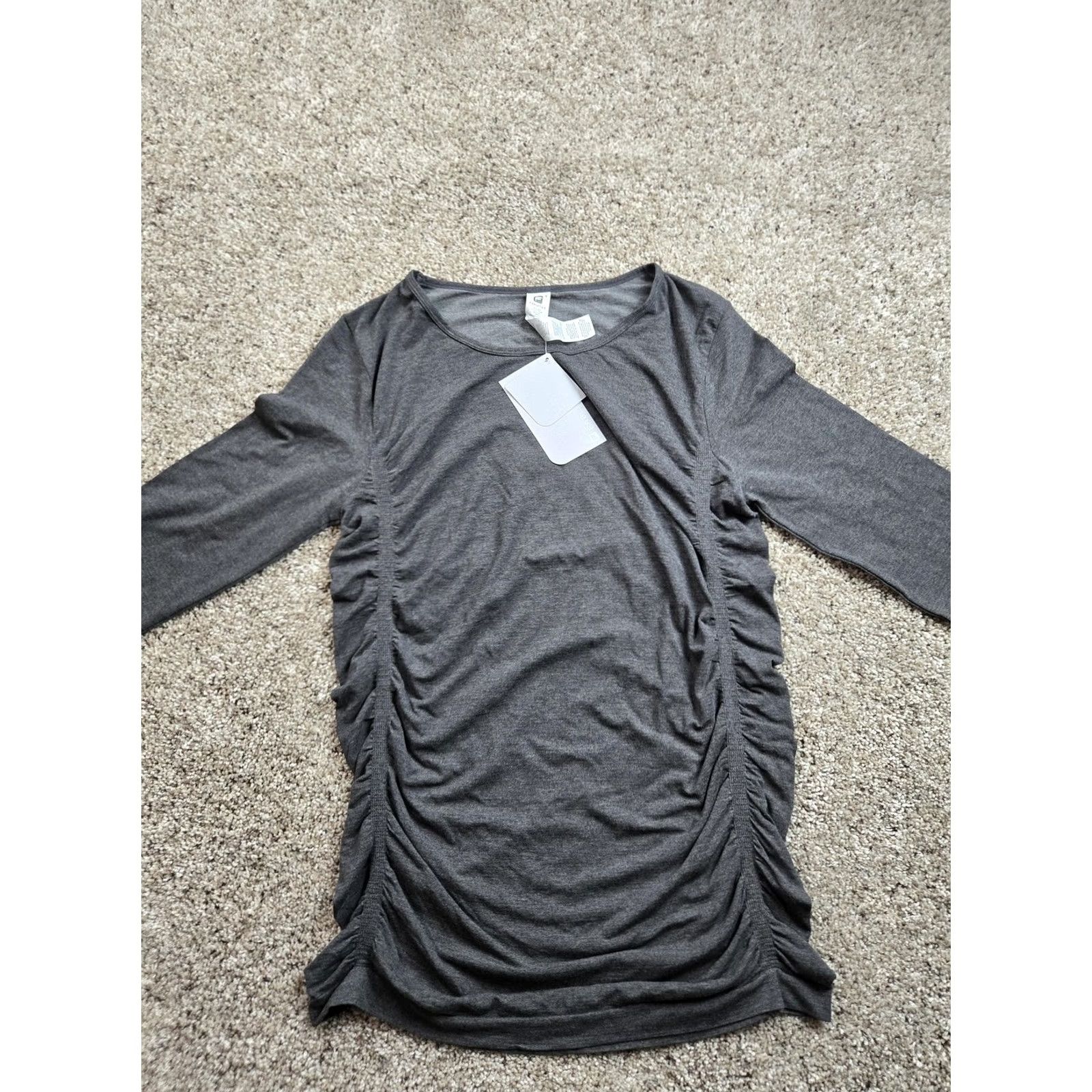 Fabletics Fabletics Kathie Seamless Ruched Top Womens XL Gray Long Sleeve Athletic Shirt Size XL / US 12-14 / IT 48-50 - 3 Thumbnail