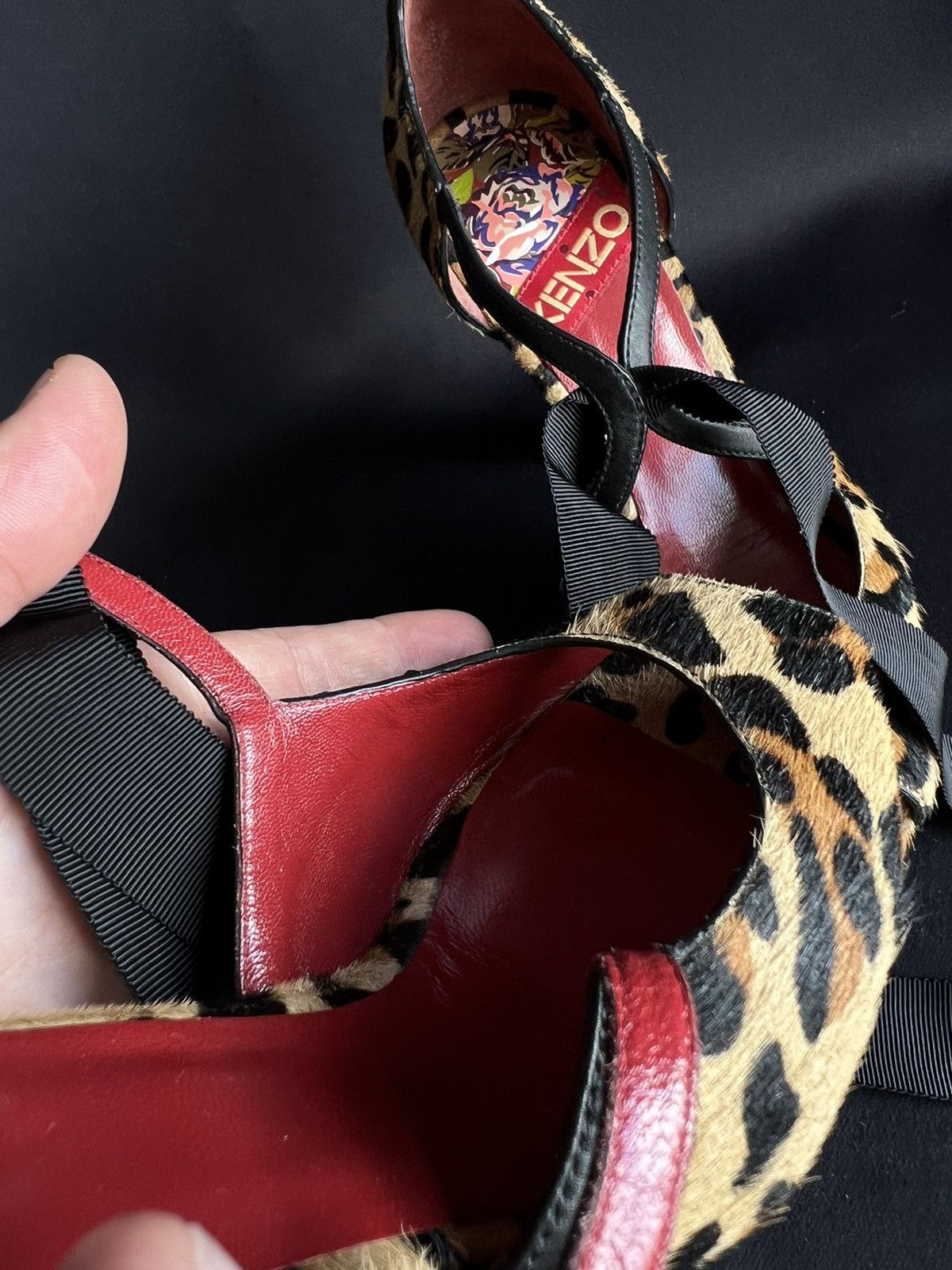 Kenzo KENZO Pony Fur Heels Shoes Beige / Black Size US 7 EU 37 1/2 Size US 7 / IT 37 - 15 Thumbnail