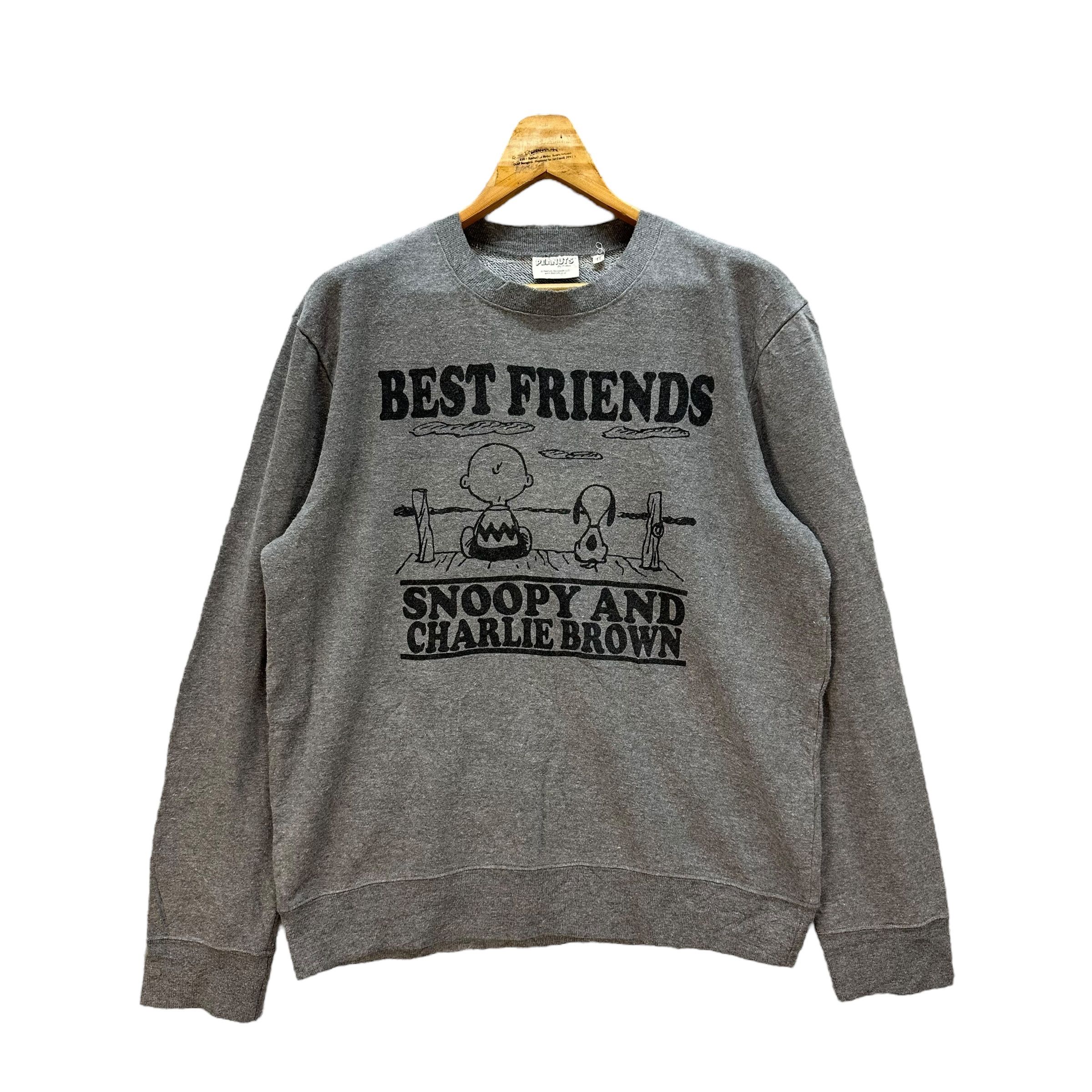 image of Cartoon Network x Peanuts Best Friends Snoopy & Charlie Brown Sweatshirts 9047-52 in Grey (Size Lar