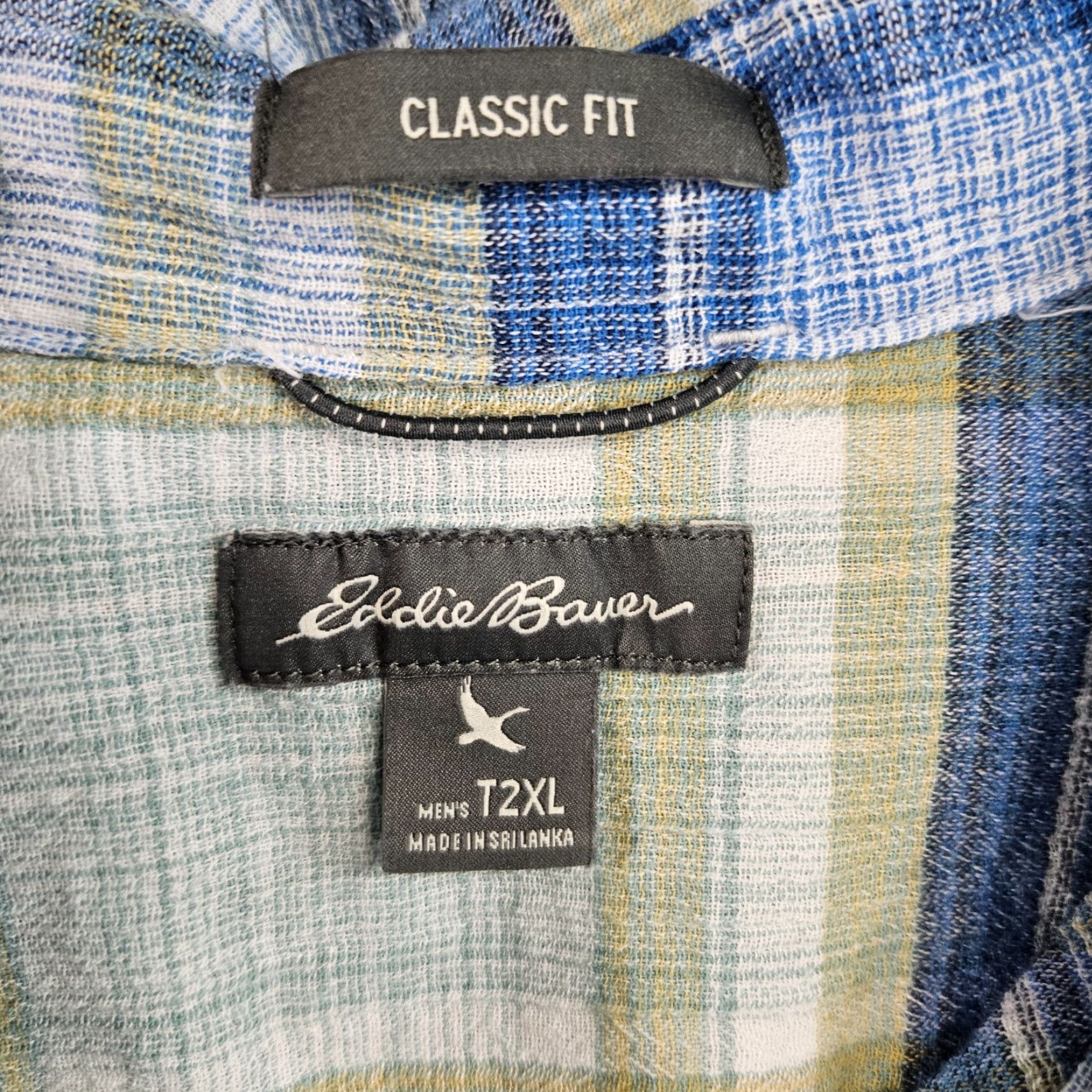 Eddie Bauer Eddie Bauer Mens Button Front Shirt 2XL Tall Plaid Blue Green Cotton Long Sleeve Button-Up Mens Size US XXL / EU 58 / 5 - 6 Thumbnail