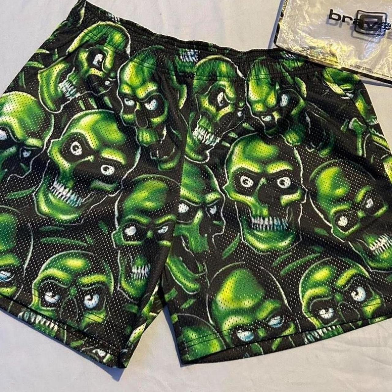 Other liquid blue skull style print neon slime green shorts mesh Size US 32 / EU 48 - 1 Thumbnail