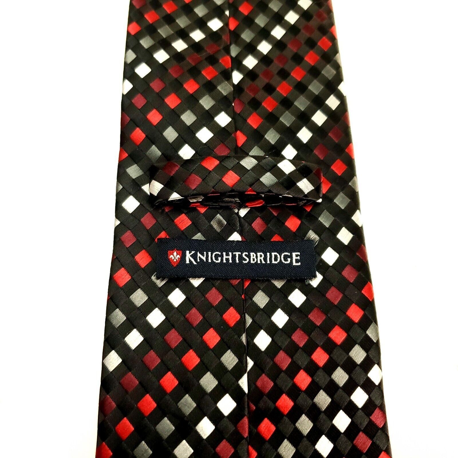 Vintage Knightsbridge Polyester Tie Red Gray Geometric Size ONE SIZE - 3 Thumbnail