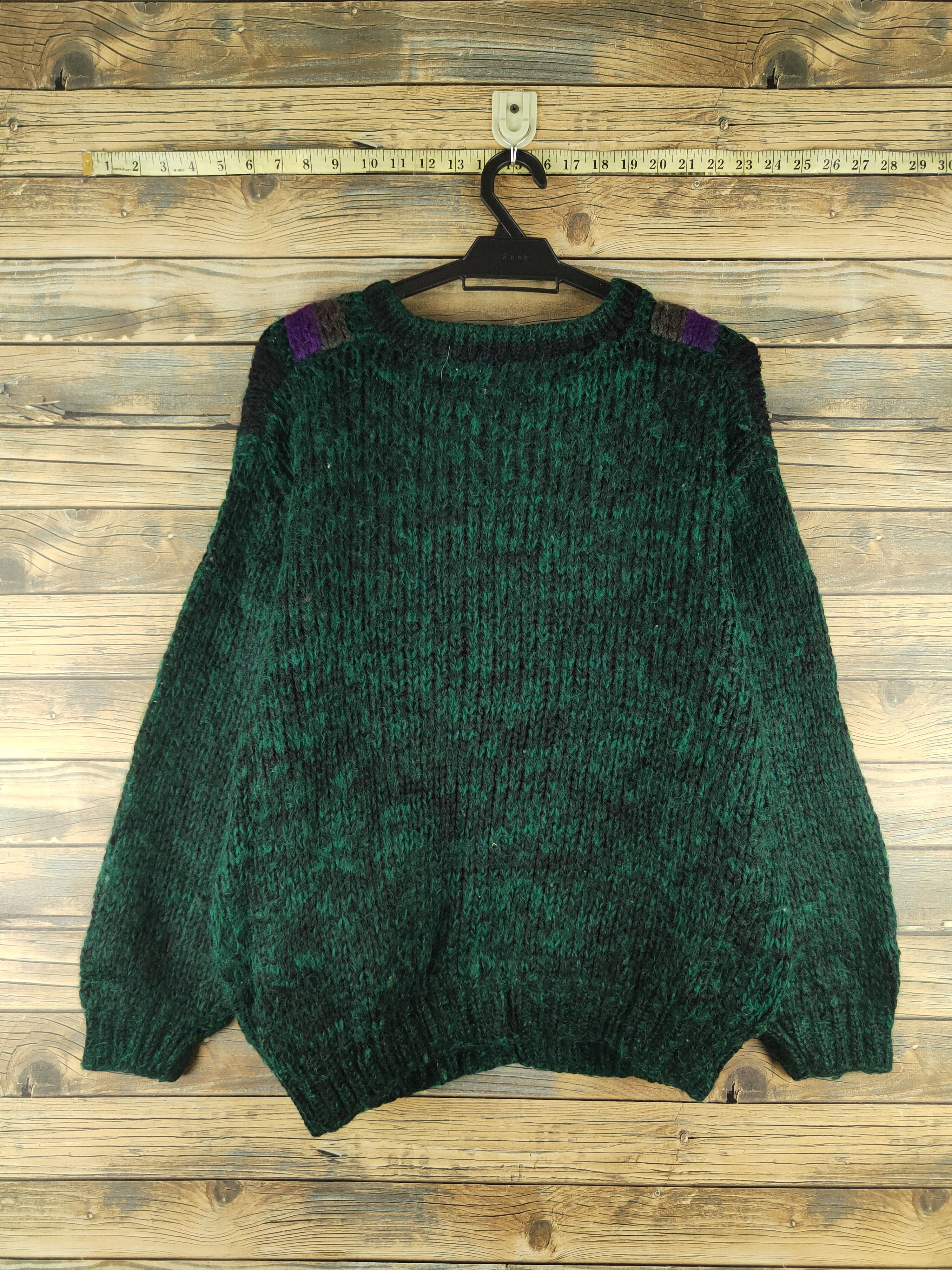 Handmade DL Japan hand knitting vintage Green Sweatshirts #46-436 Size US M / EU 48-50 / 2 - 7 Thumbnail