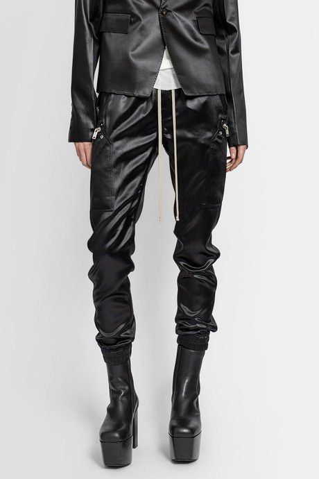 image of Rick Owens Fw20 Liquid Latex Cargo Joggers in Black, Men's (Size 28)