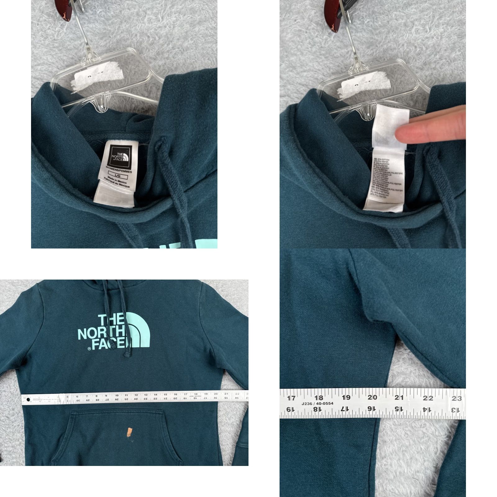 The North Face The North Face Hoodie Womens Large Green Sweatshirt Pullover Cotton Blend Pocket Size L / US 10 / IT 46 - 8 Thumbnail