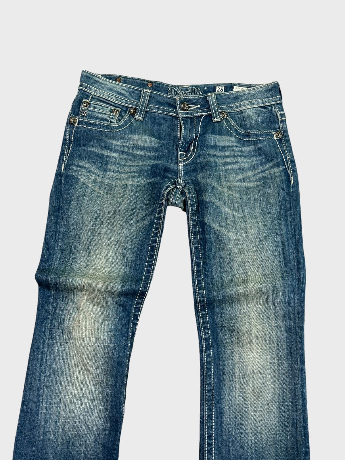 If Six Was Nine FLARE MISS ME CLAW MARK STUDDED CHAIN DENIM Size US 30 / EU 46 - 5 Thumbnail