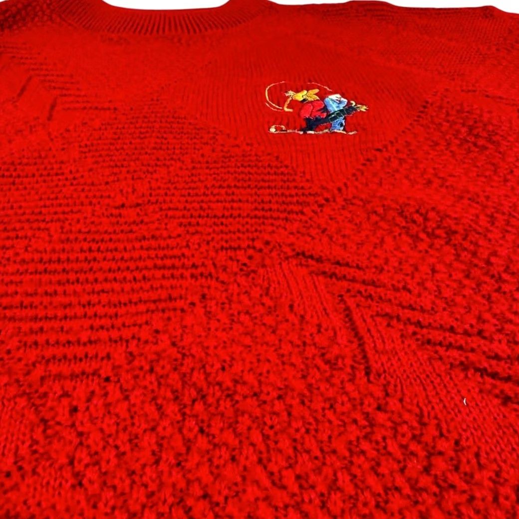 Jantzen VINTAGE Jantzen Golf Sweater Pullover Mens Large Knit 90s 80s Red Crew Neck Size US L / EU 52-54 / 3 - 6 Thumbnail