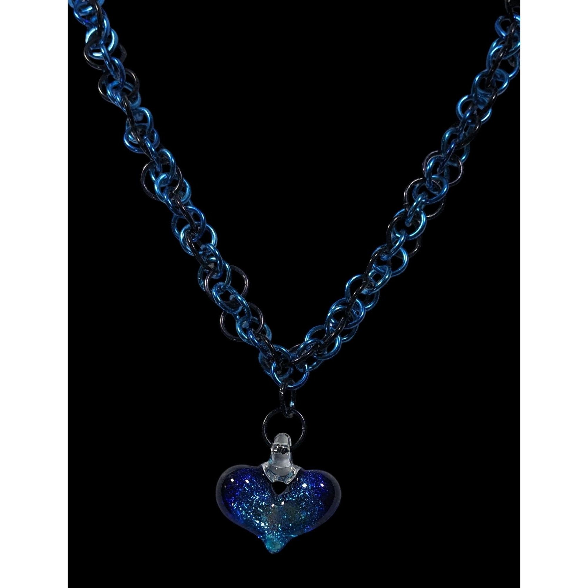 Other Handmade Whimsical Blue Heart And Chainmail Necklace Size ONE SIZE - 4 Thumbnail