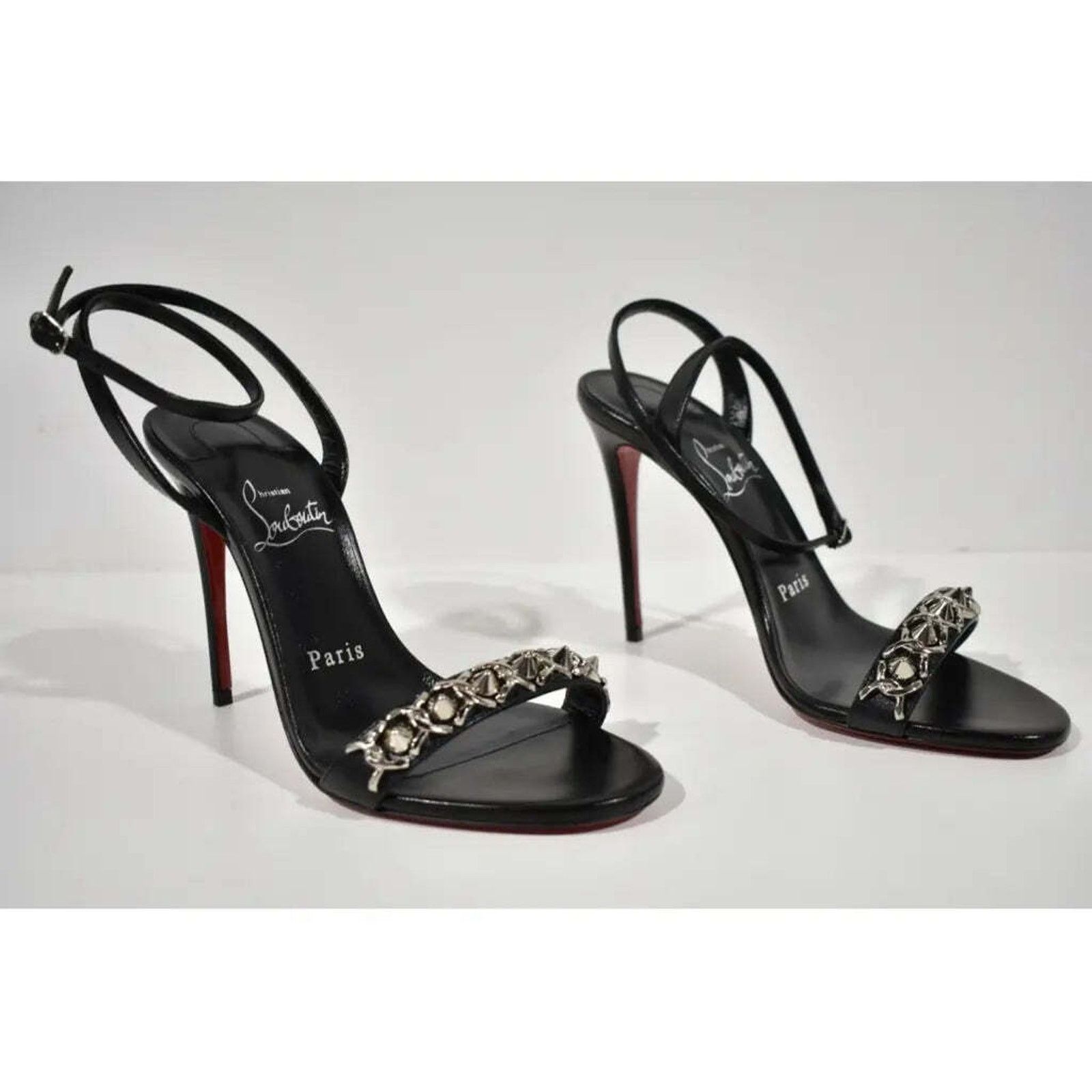 Christian Louboutin Loubigirl Chain 100 Black Ankle Strap Sandal Heel Pump 35.5 Size US 5.5 / IT 35.5 - 4 Thumbnail