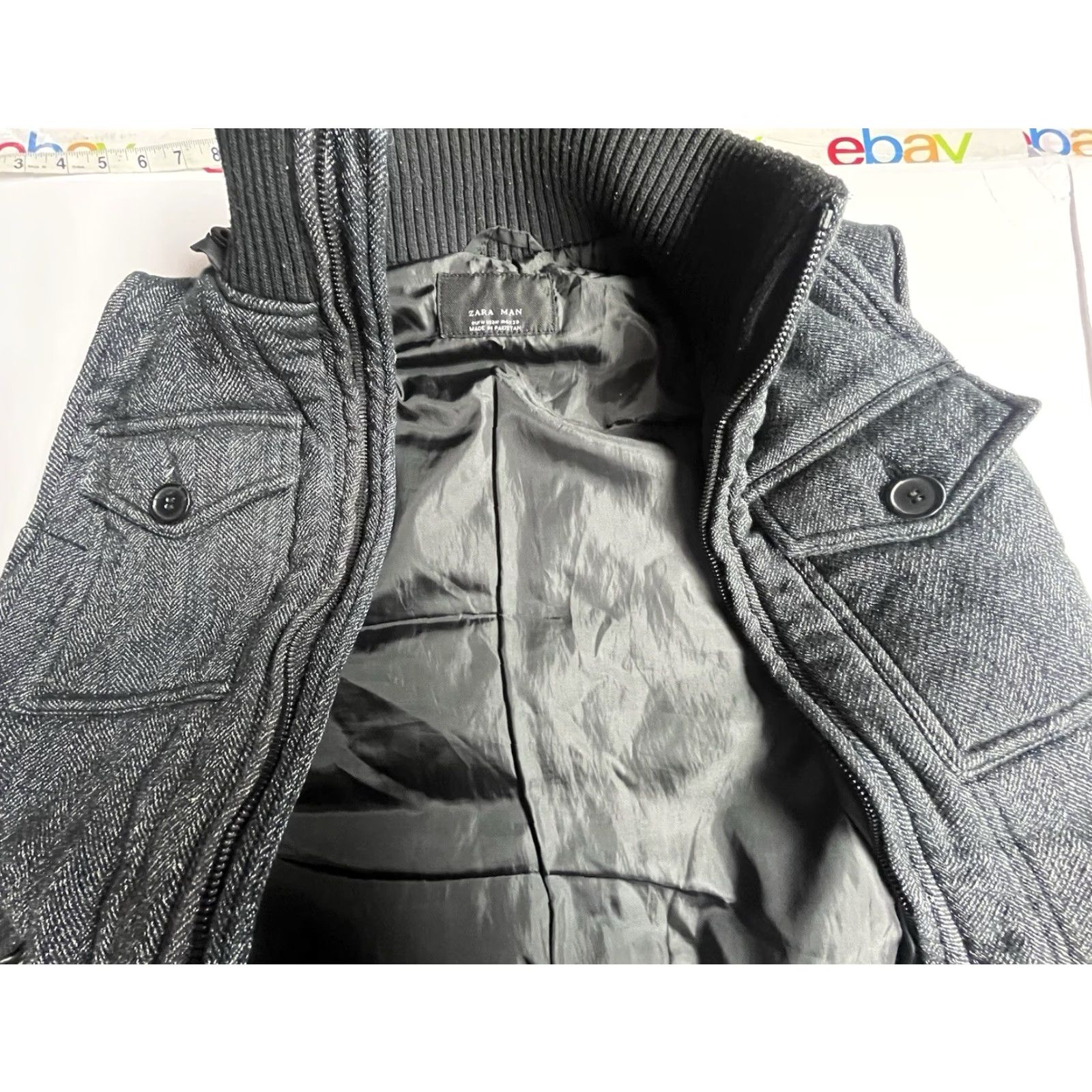 Zara Zara Vest Puffer Jacket Full Zip Black Wool Blend Lined M Men Gorpcore Utility Pockets Band Collar Size US M / EU 48-50 / 2 - 6 Thumbnail