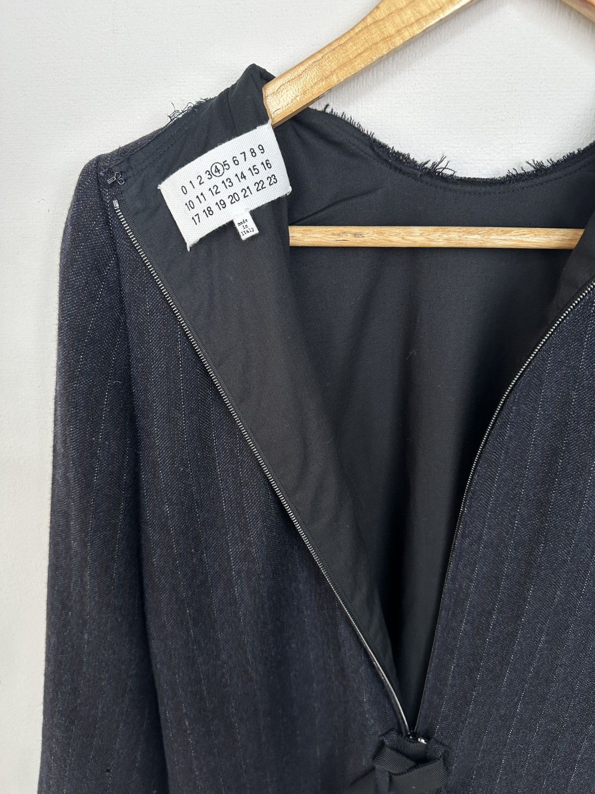 Maison Margiela FW17 Maison Margiela Navy Pinstripe Wool Dress Frayed Detail Size XS / US 0-2 / IT 36-38 - 11 Thumbnail