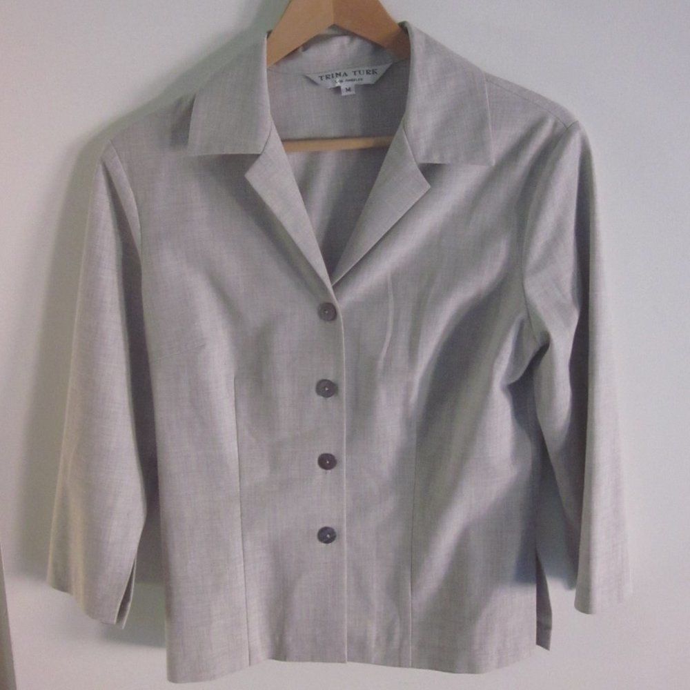 Trina Turk Trina Turk Light Weight Cropped Gray Jacket Size M Button Fr Size M / US 6-8 / IT 42-44 - 6 Thumbnail