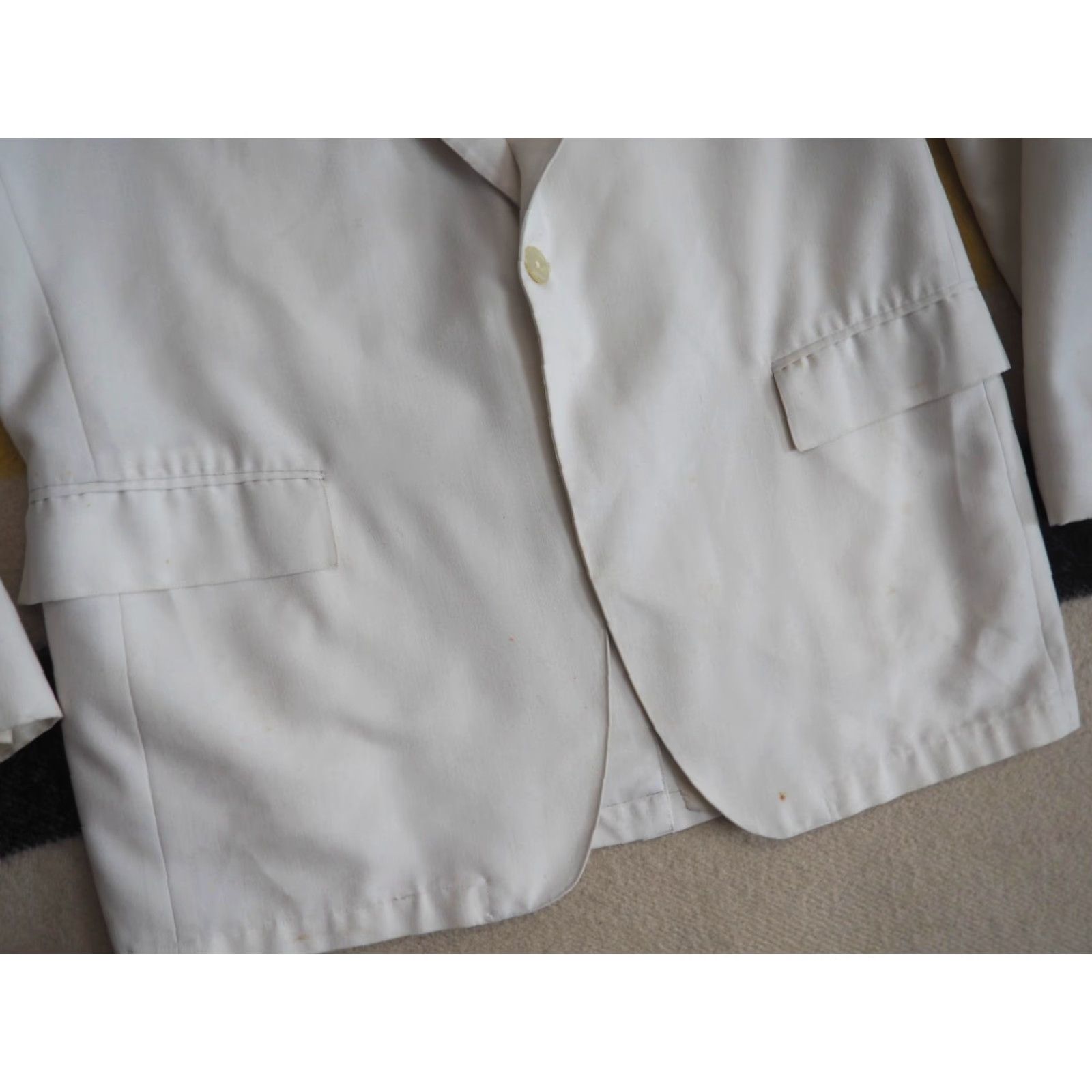 After Six VTG 50s AfterSix Rudofker White Rockabilly Distress Button Blazer Gab Jacket 42R Size 42R - 6 Thumbnail