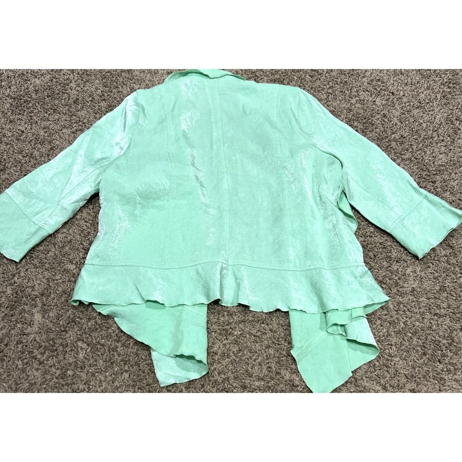 Vintage ruby rd Women’s PL Light Green Rayon Open Blouse Petite tops A23 Size L / US 10 / IT 46 - 3 Thumbnail