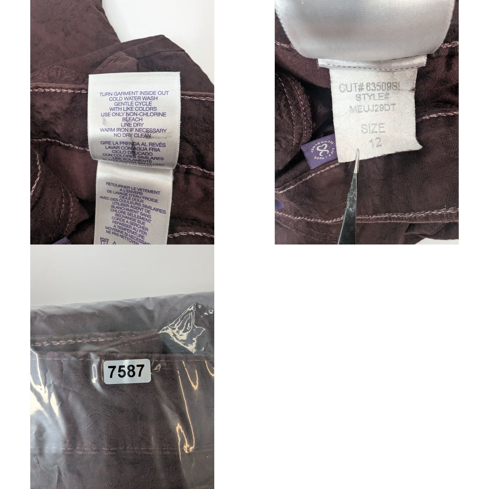 NYDJ NYDJ Burgundy Textured Legging Pant Size 12 Straight Women Plus Size 34" / US 12 / IT 48 - 9 Thumbnail