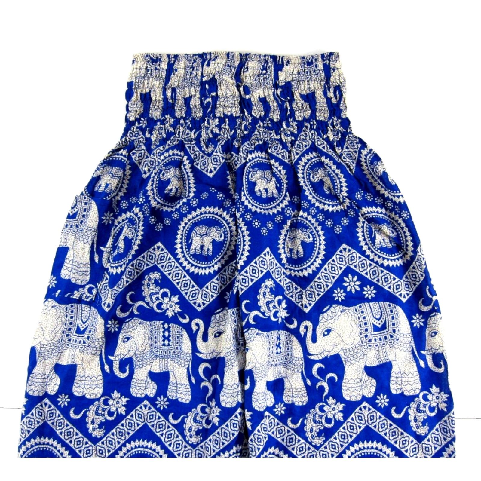 Vintage Vintage Thailand Rayon Blue White Elephant Floral Pocket Wide Leg Jogger Pant M Size 32" / US 10 / IT 46 - 4 Thumbnail