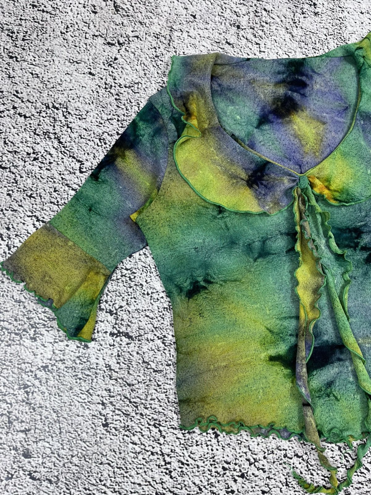 Japanese Brand Vintage Y2K Sheer Mesh Tie Front Top Psychedelic Size M / US 6-8 / IT 42-44 - 2 Thumbnail