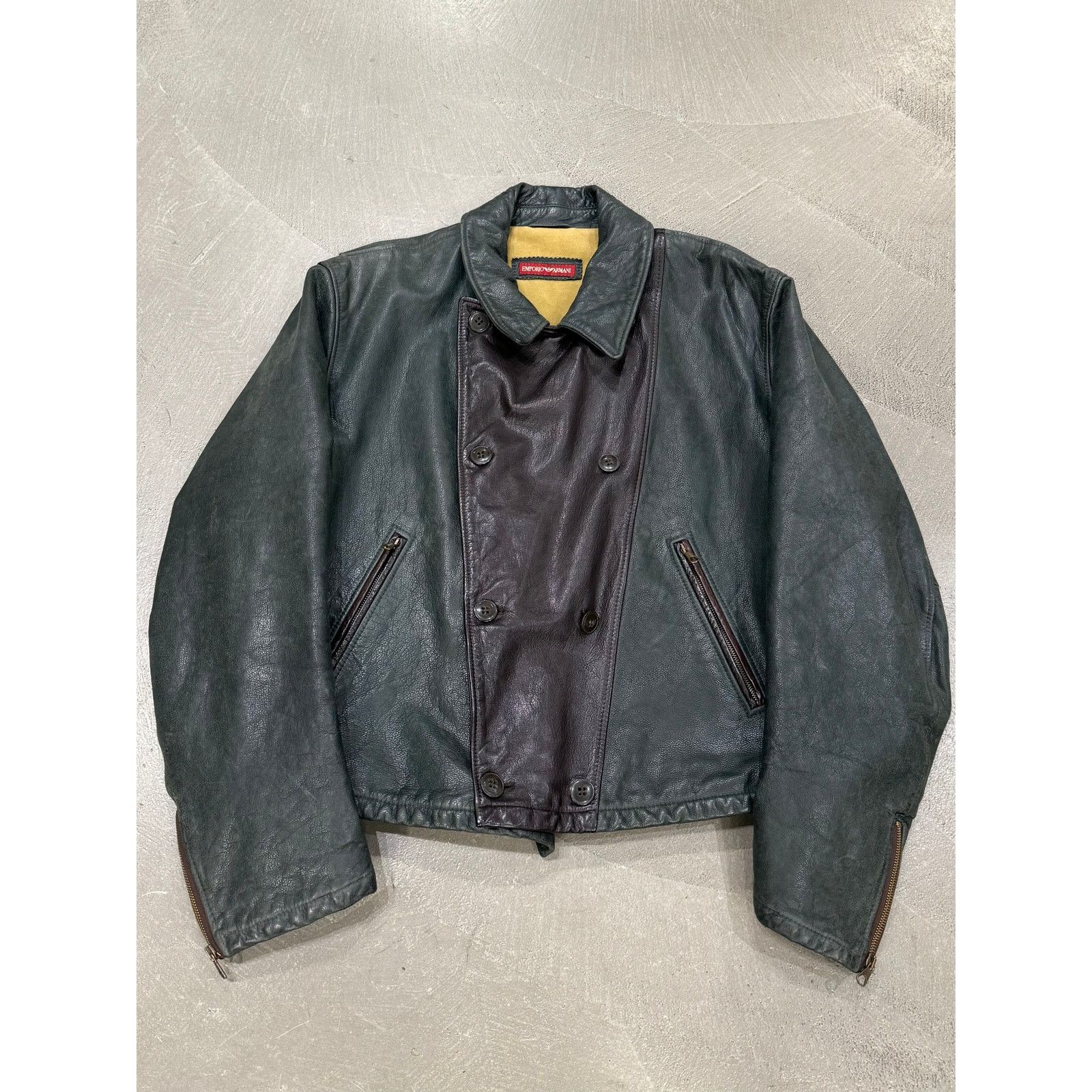 Giorgio Armani 1990s Armani double breasted aviator leather jacket Size US L / EU 52-54 / 3 - 1 Thumbnail
