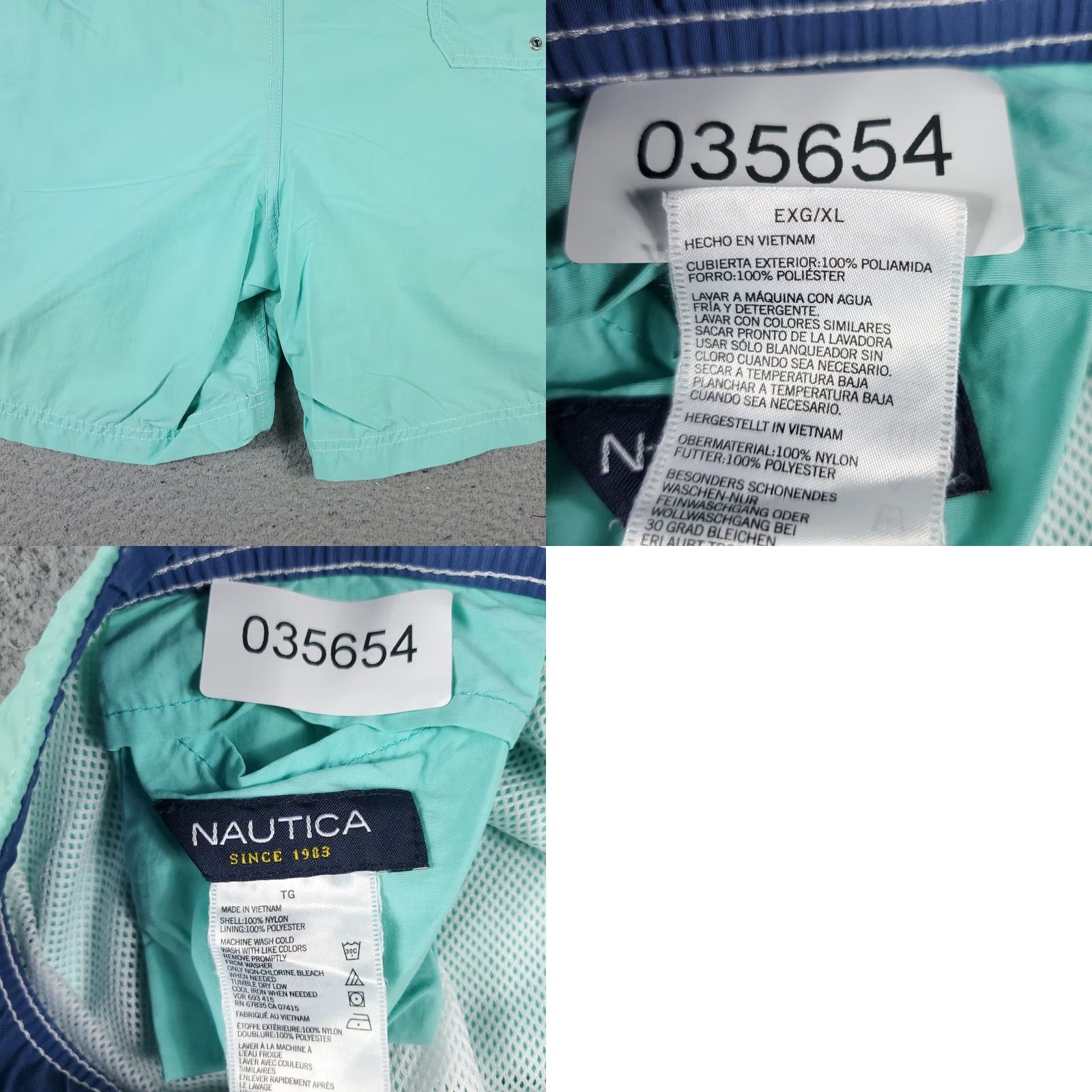 Nautica VINTAGE Nautica Bottom Mens XL Turquoise Beach Surf Trunks Blue Polyester Short Swim Trunks Aloha Hawaiian 80s 90s Mens Size US 36 / EU 52 - 8 Thumbnail