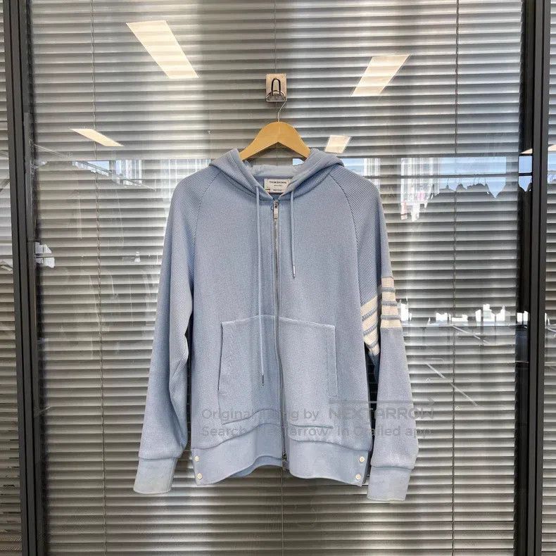 Thom Browne Thom Browne Waffle Blue Hooded Jacket Size US L / EU 52-54 / 3 - 1 Thumbnail